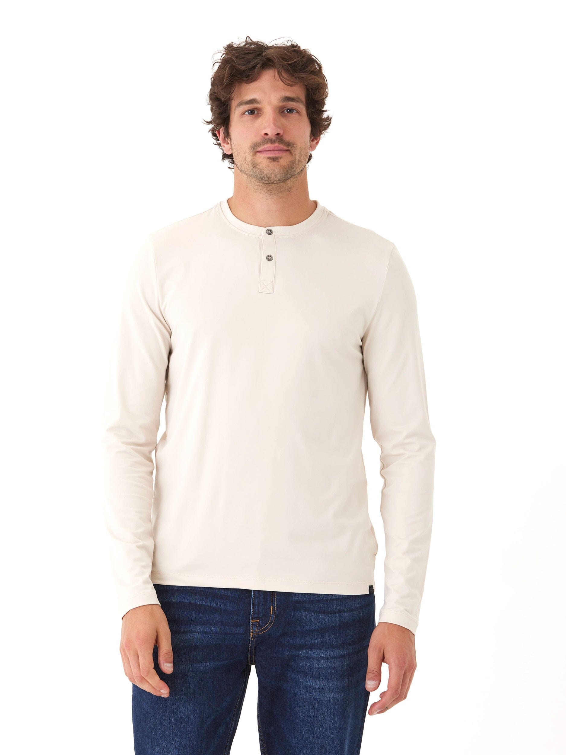 Luxe Jersey Long Sleeve Henley Shirt - Comfortable Essential Tee
