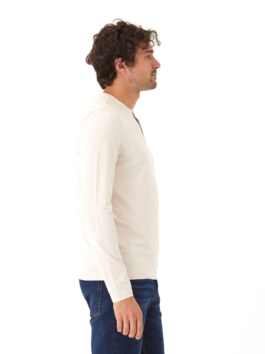 Luxe Jersey Long Sleeve Henley Shirt - Comfortable Essential Tee