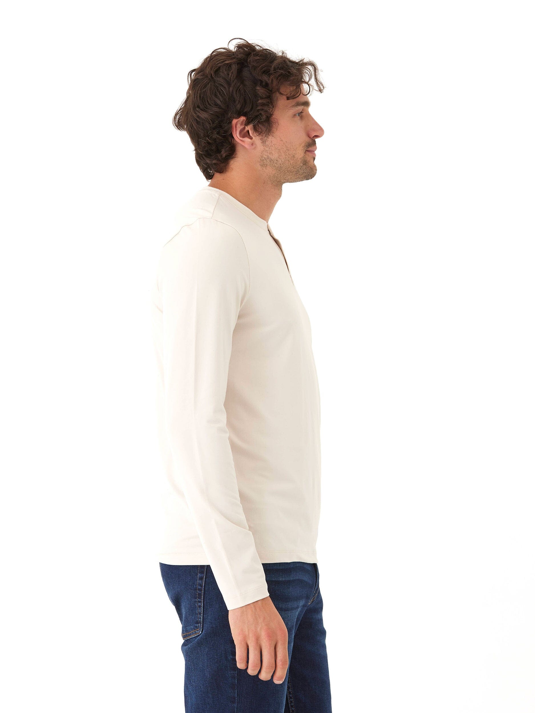 Luxe Jersey Long Sleeve Henley Shirt - Comfortable Essential Tee