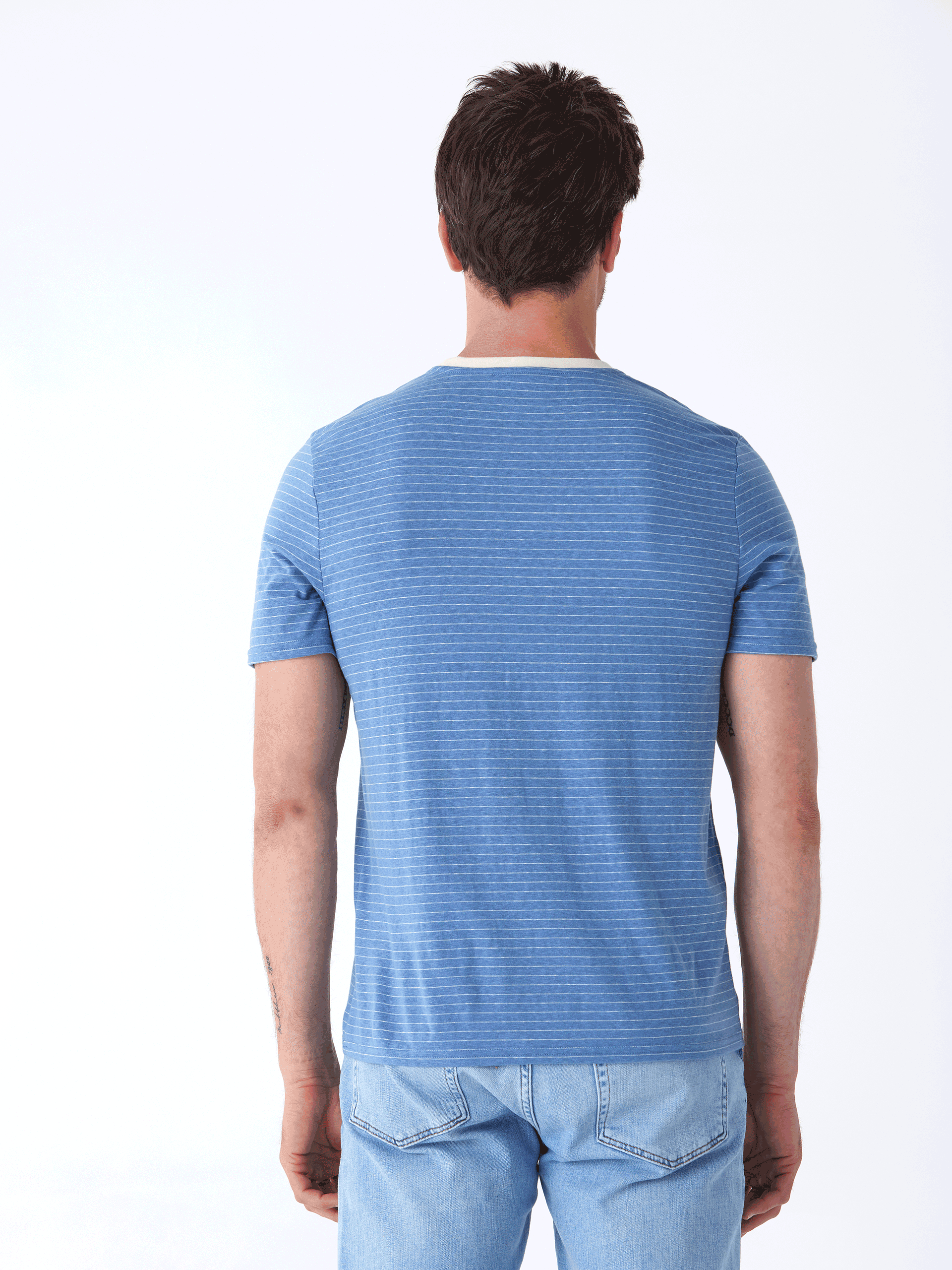 Stripe Triblend Jersey Crew Neck T-Shirt for Men and Women