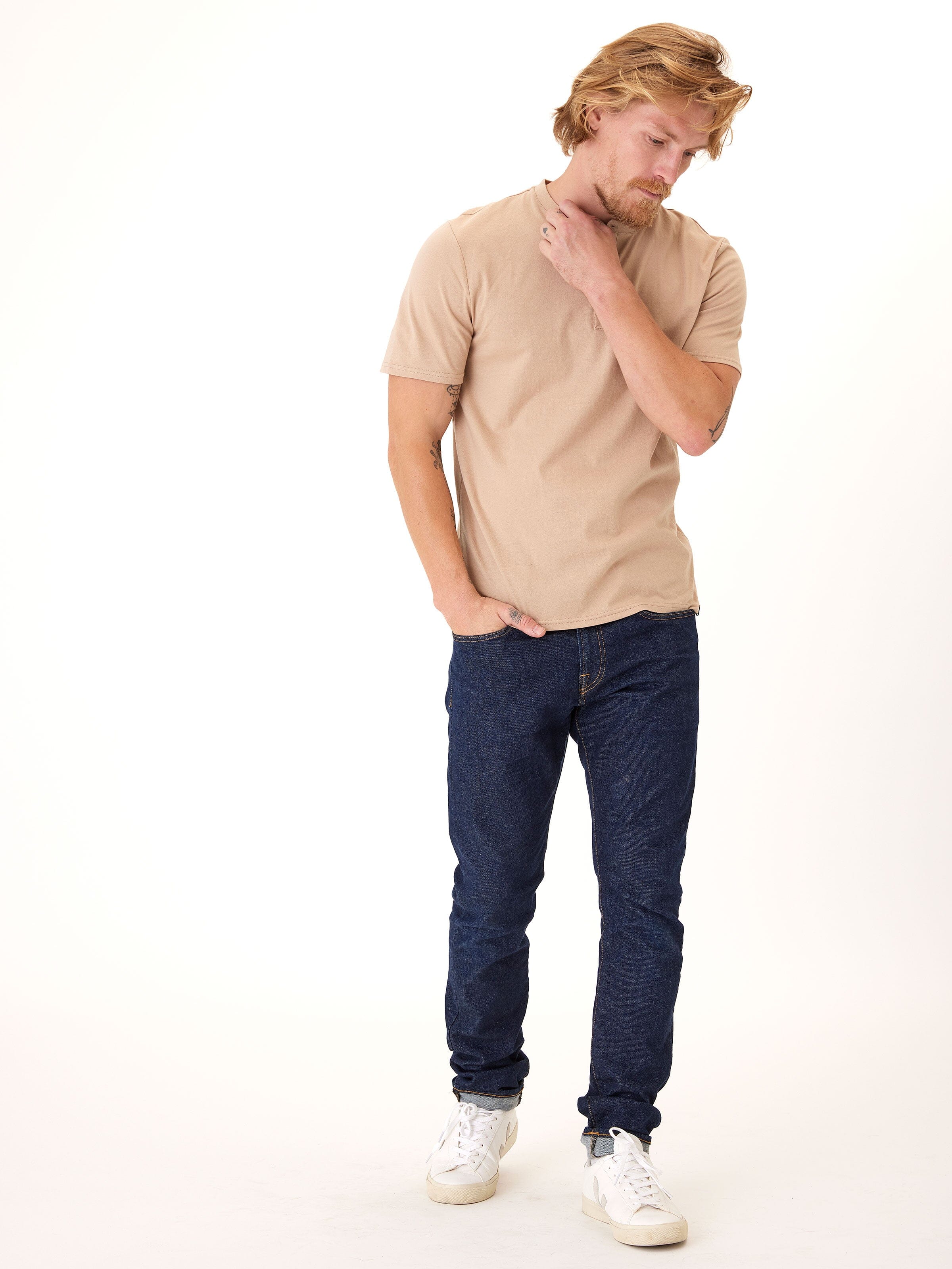 Chester Organic Cotton Henley Shirt with Contrast Placket Detail