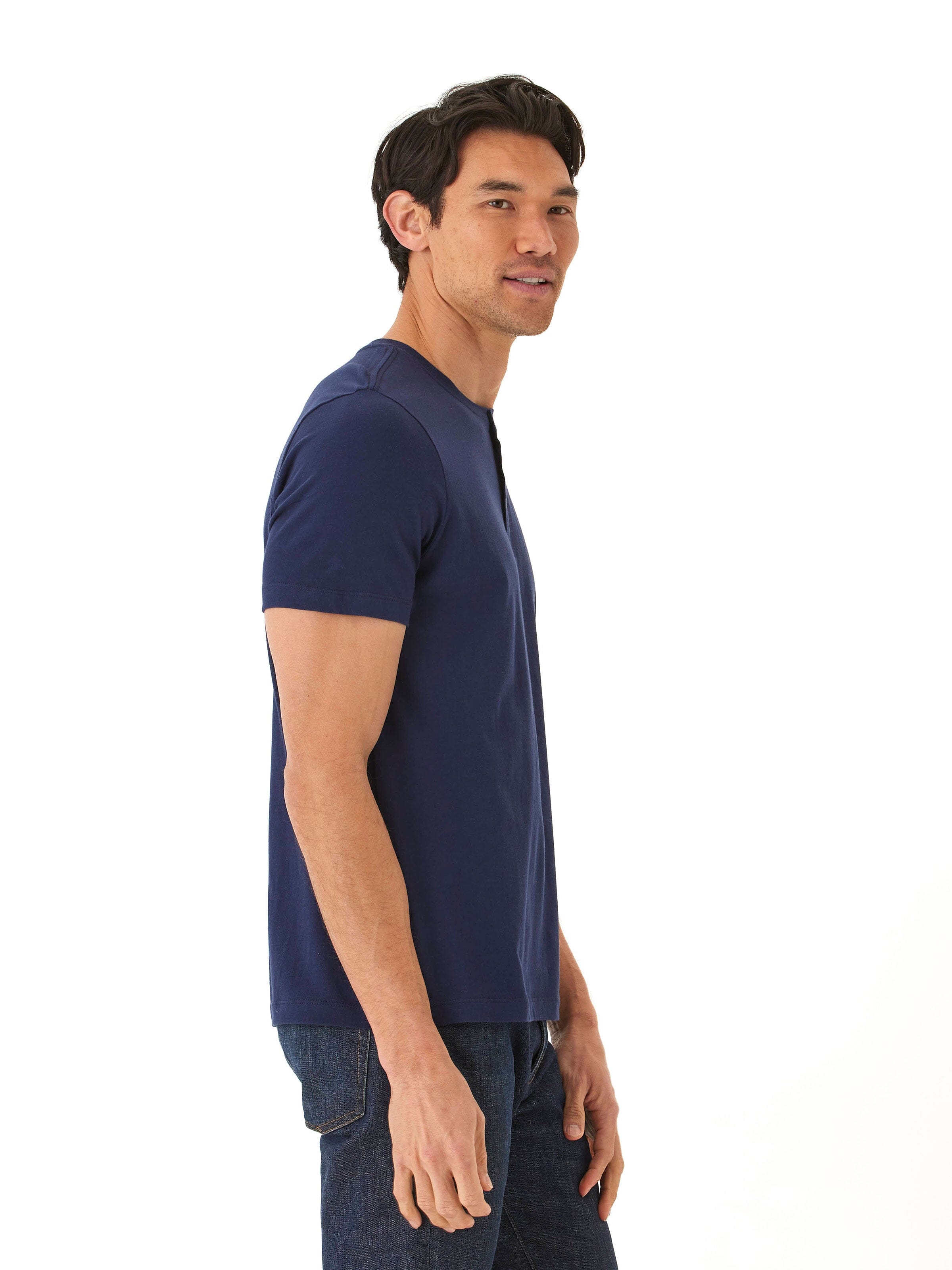 Chester Organic Cotton Henley Shirt with Contrast Placket Detail