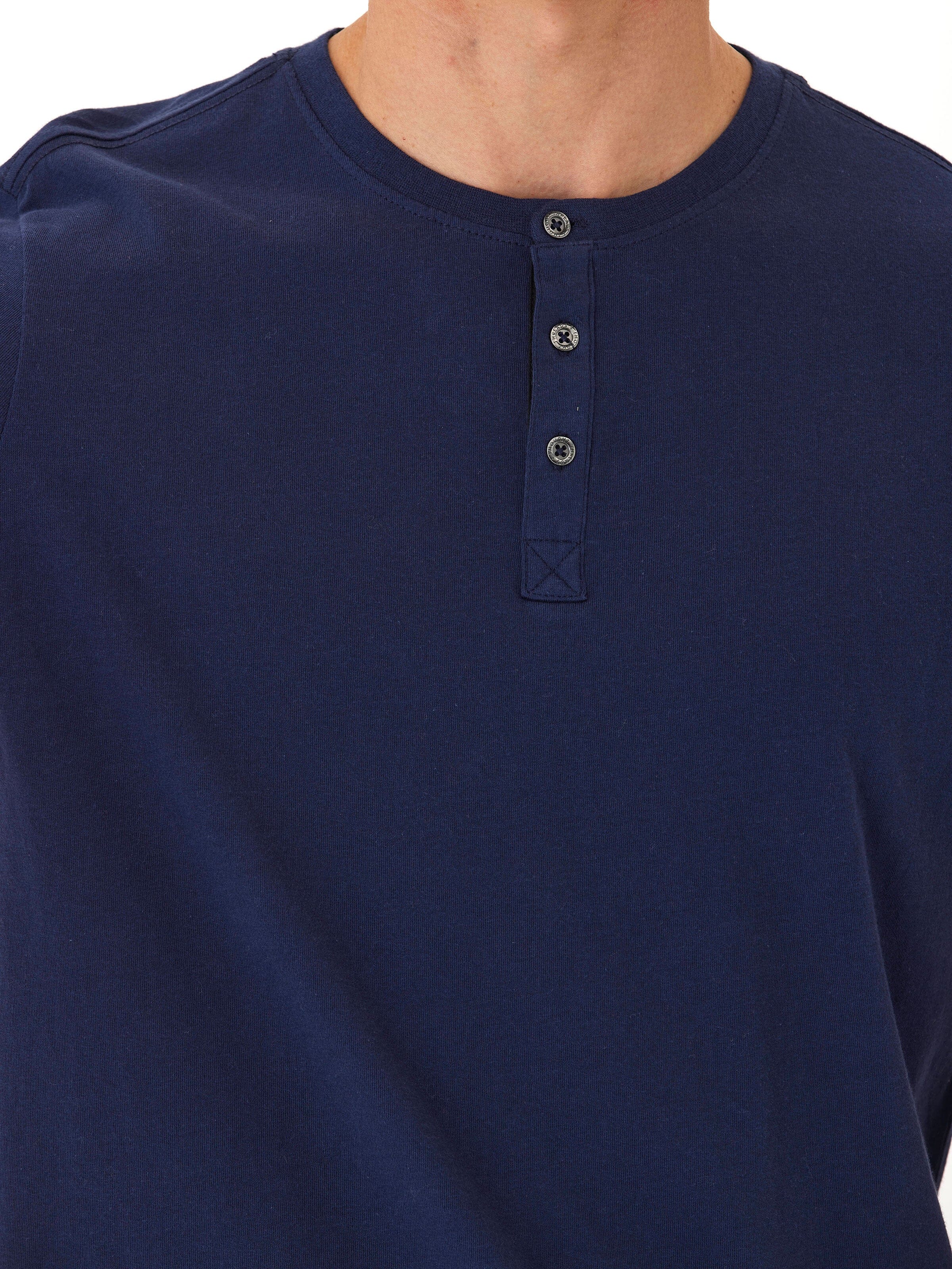 Chester Organic Cotton Henley Shirt with Contrast Placket Detail