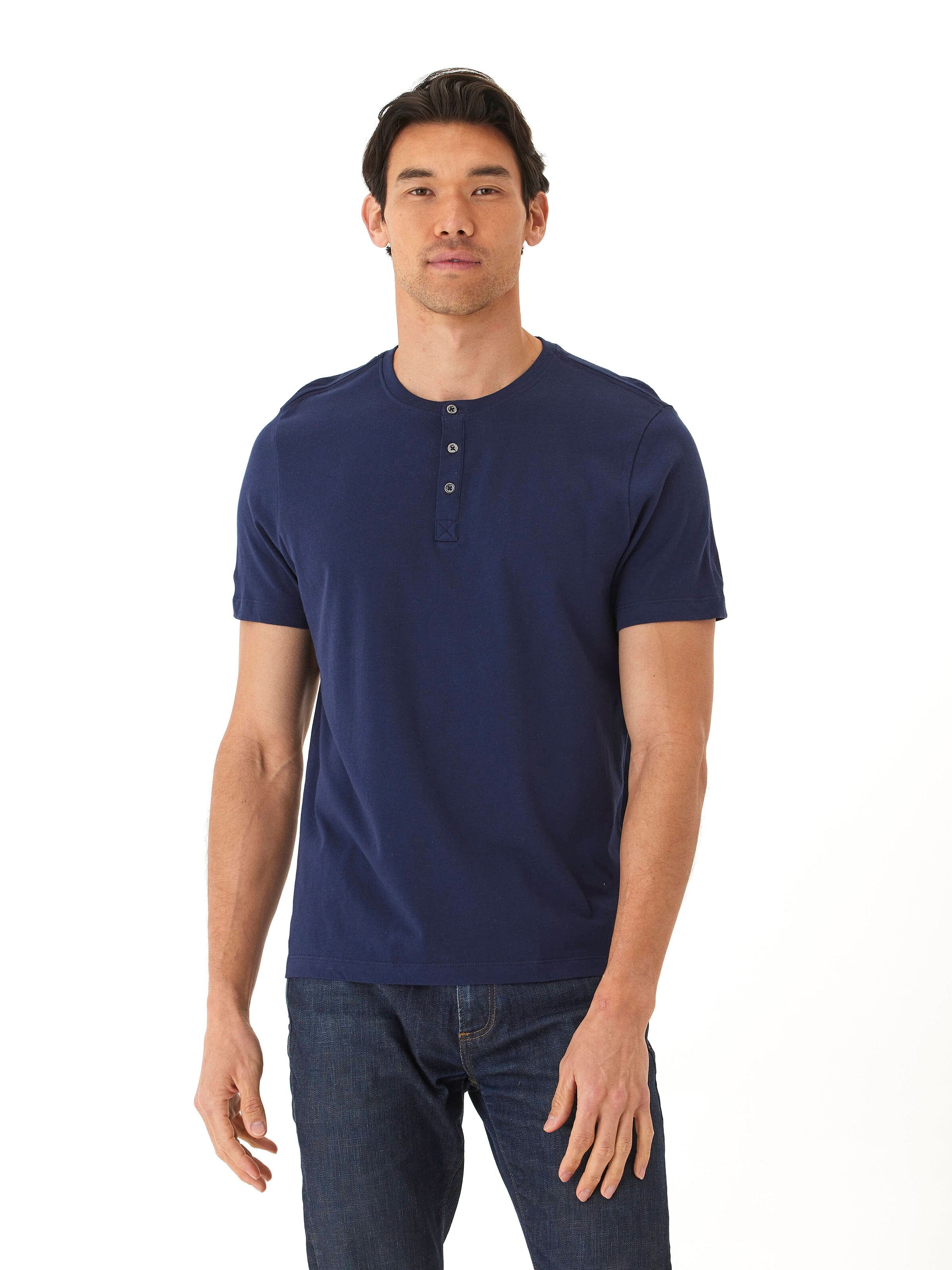Chester Organic Cotton Henley Shirt with Contrast Placket Detail