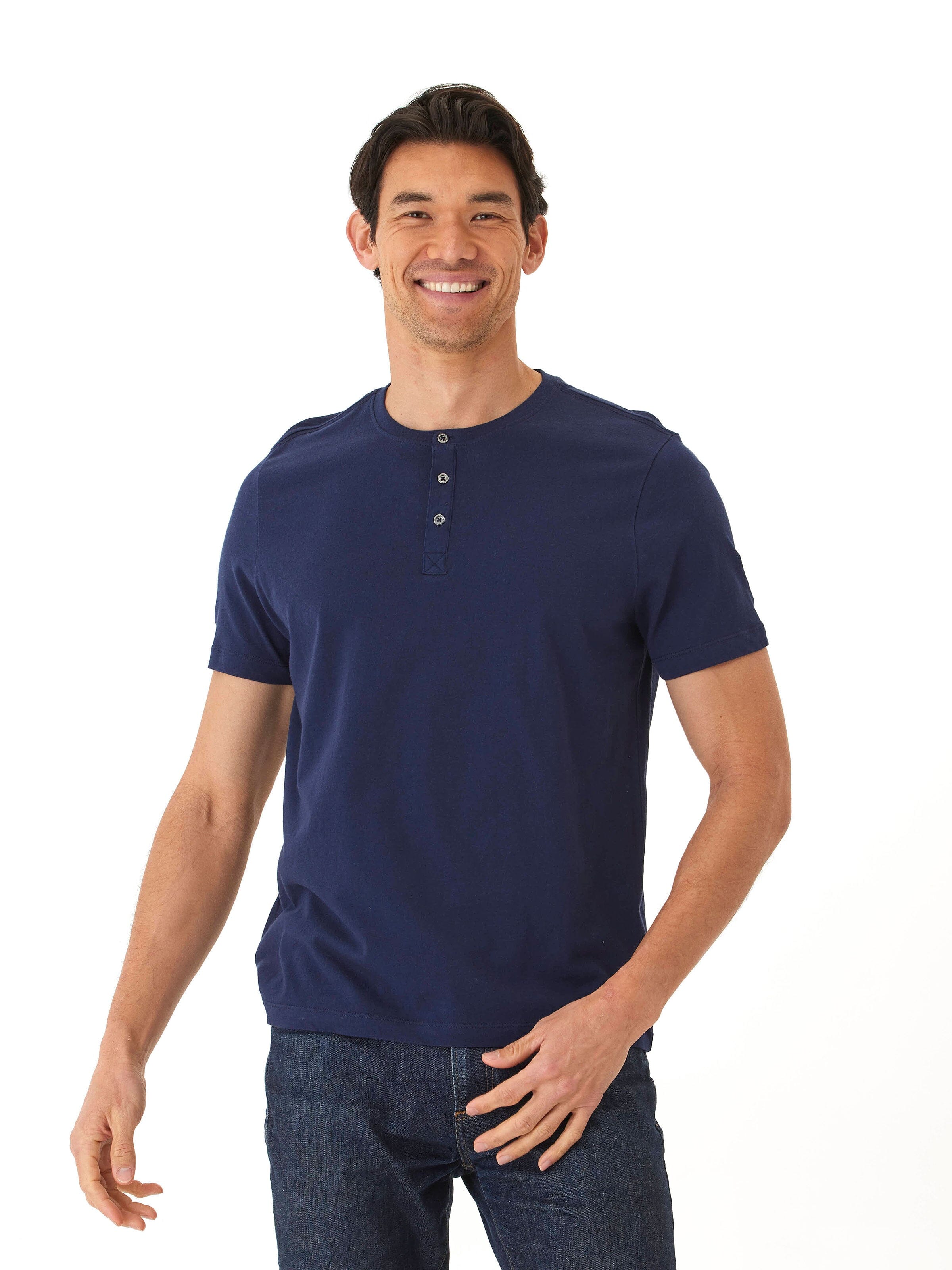 Chester Organic Cotton Henley Shirt with Contrast Placket Detail