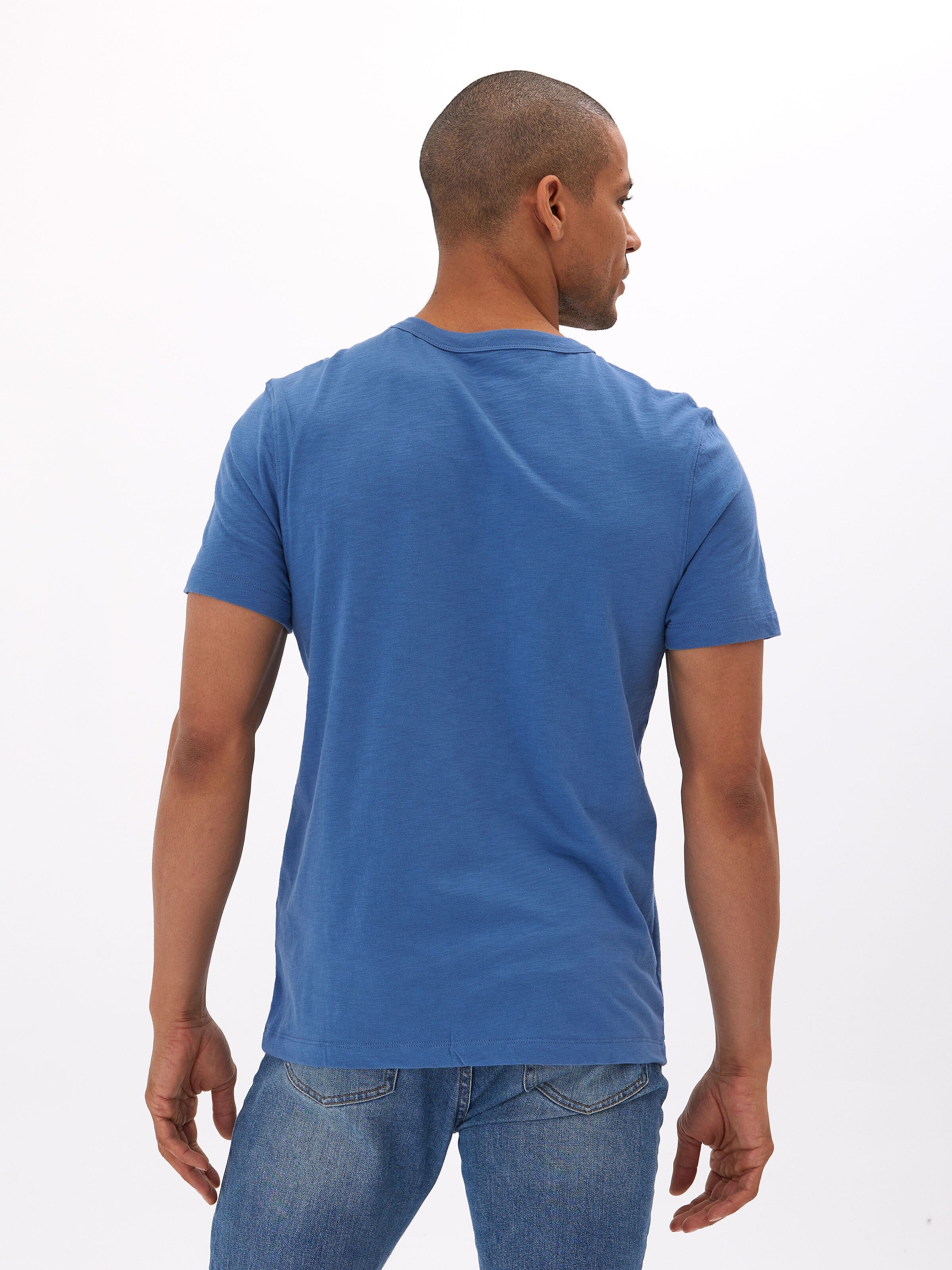 Men's Organic Cotton Slub Jersey Pocket Tee in Blue