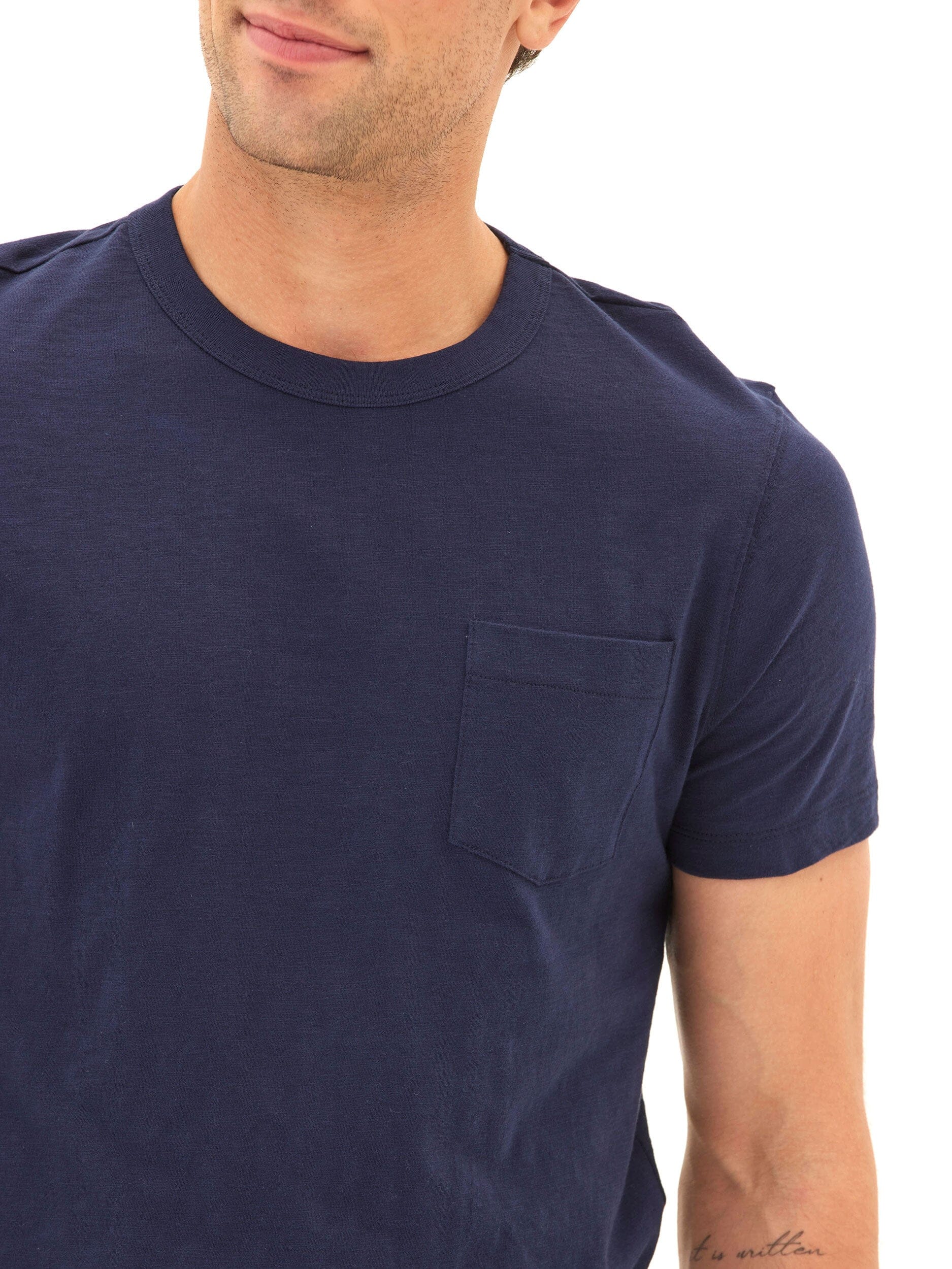Ryker Men's Slub Jersey Pocket Tee in Navy Blue