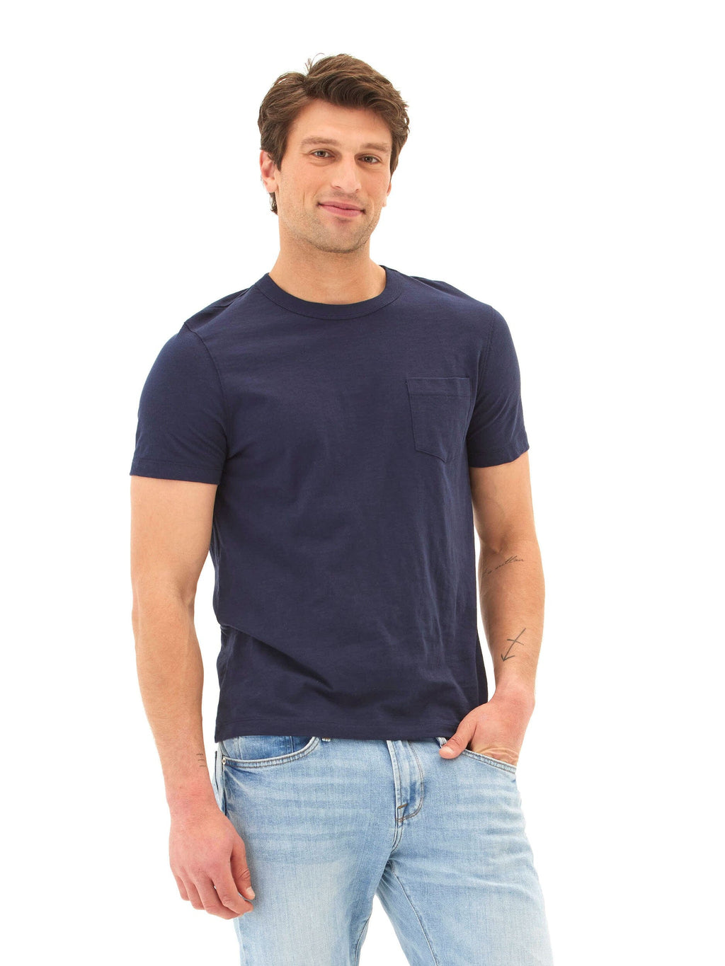 Ryker Men's Slub Jersey Pocket Tee in Navy Blue