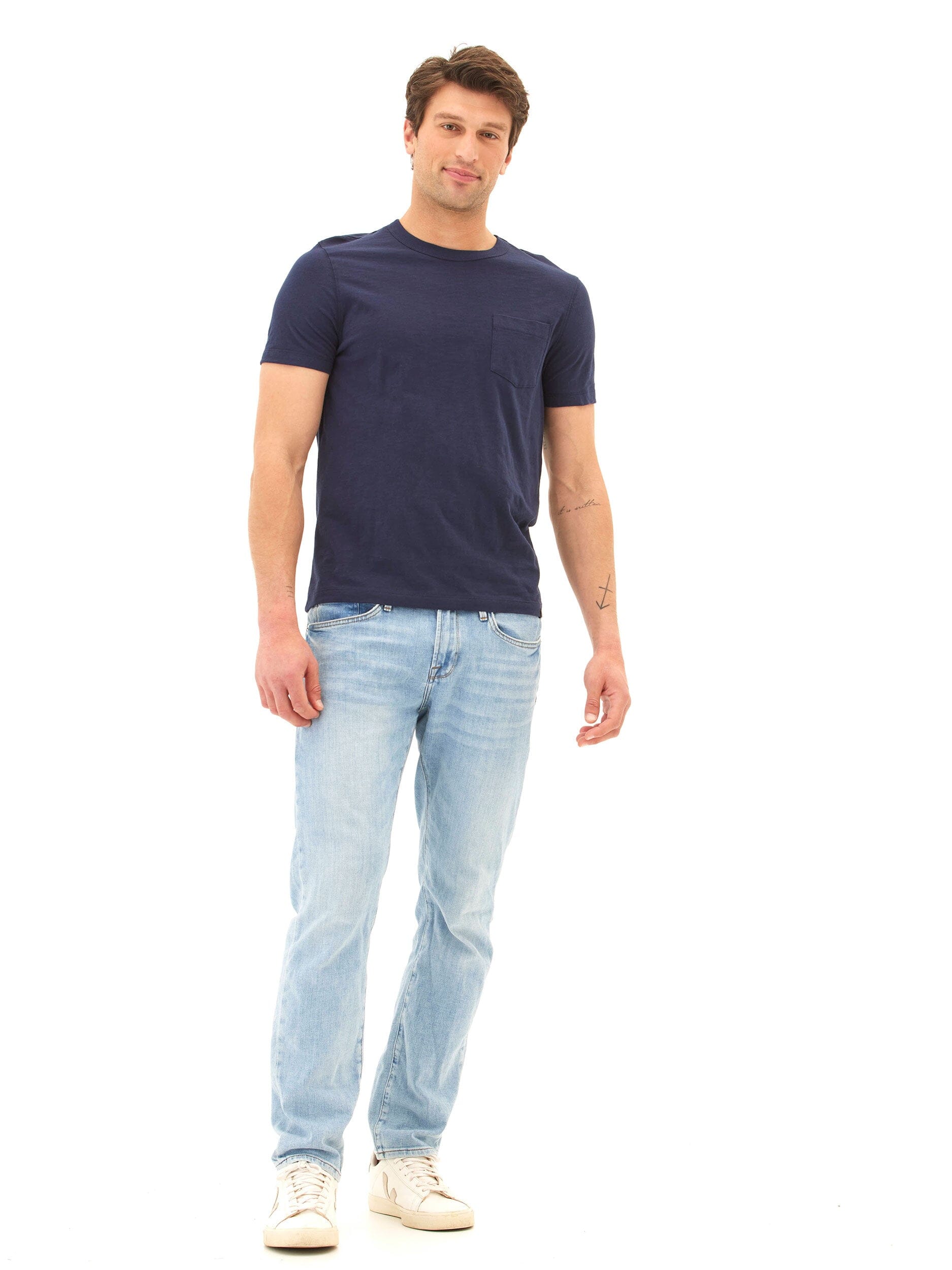 Ryker Men's Slub Jersey Pocket Tee in Navy Blue