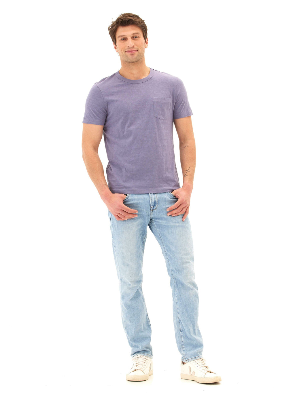 Ryker Men's Purple Slub Jersey Pocket Tee in Organic Cotton