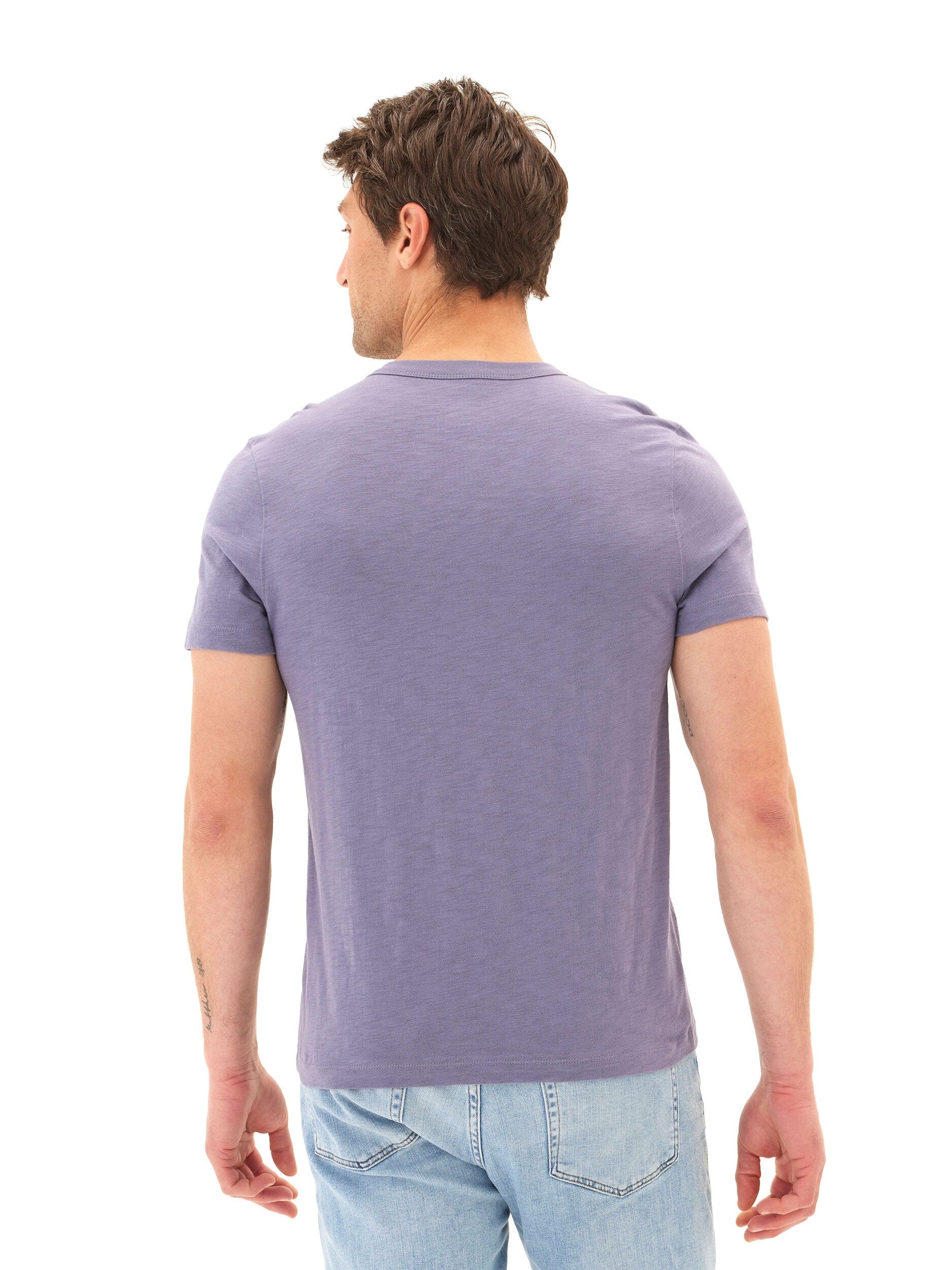 Ryker Men's Purple Slub Jersey Pocket Tee in Organic Cotton