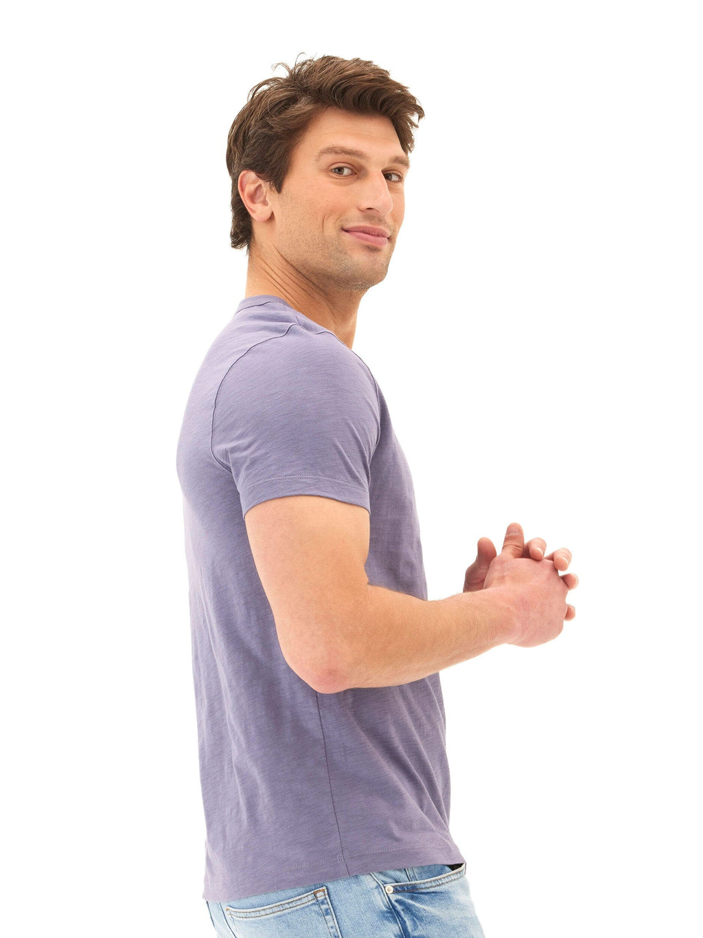 Ryker Men's Purple Slub Jersey Pocket Tee in Organic Cotton