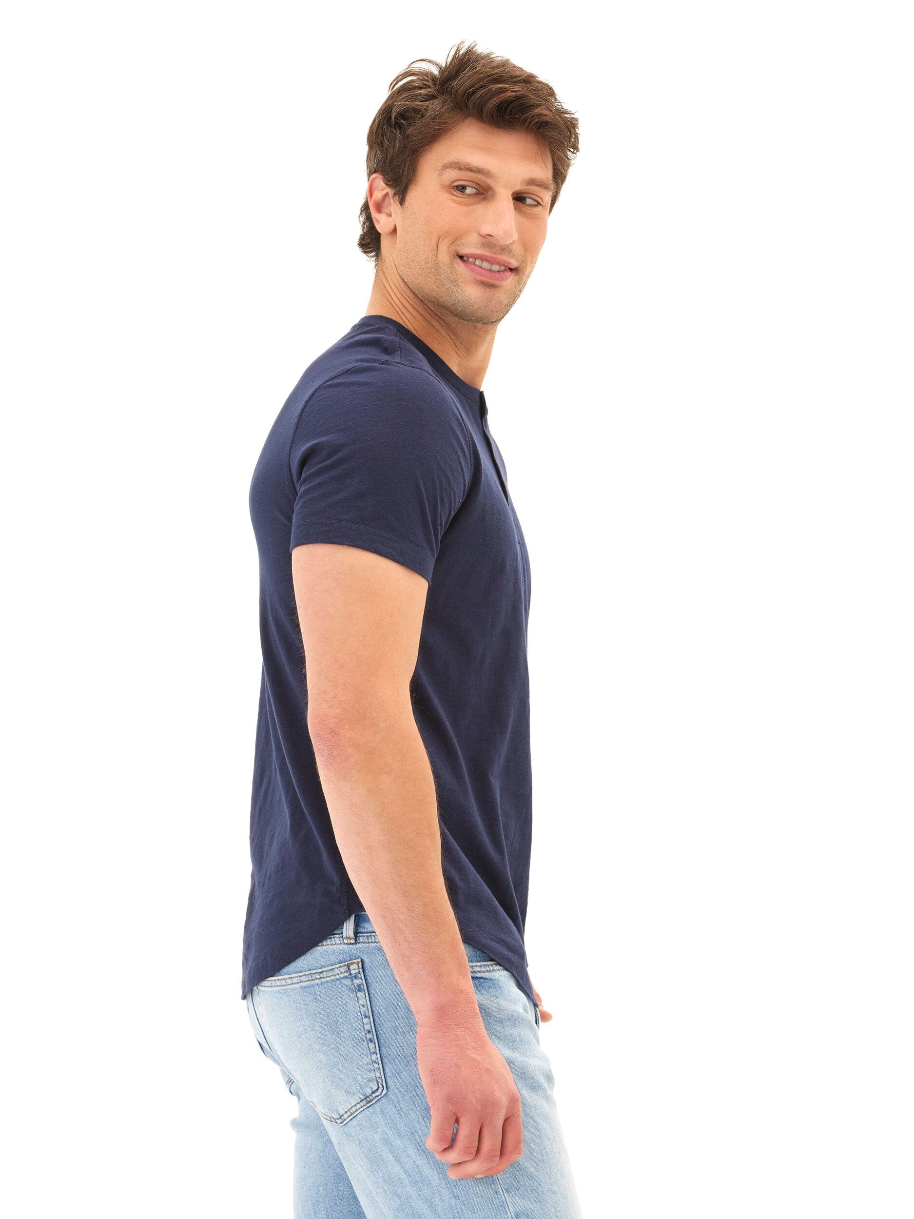 Heath Slub Jersey Short Sleeve Henley in Organic Cotton