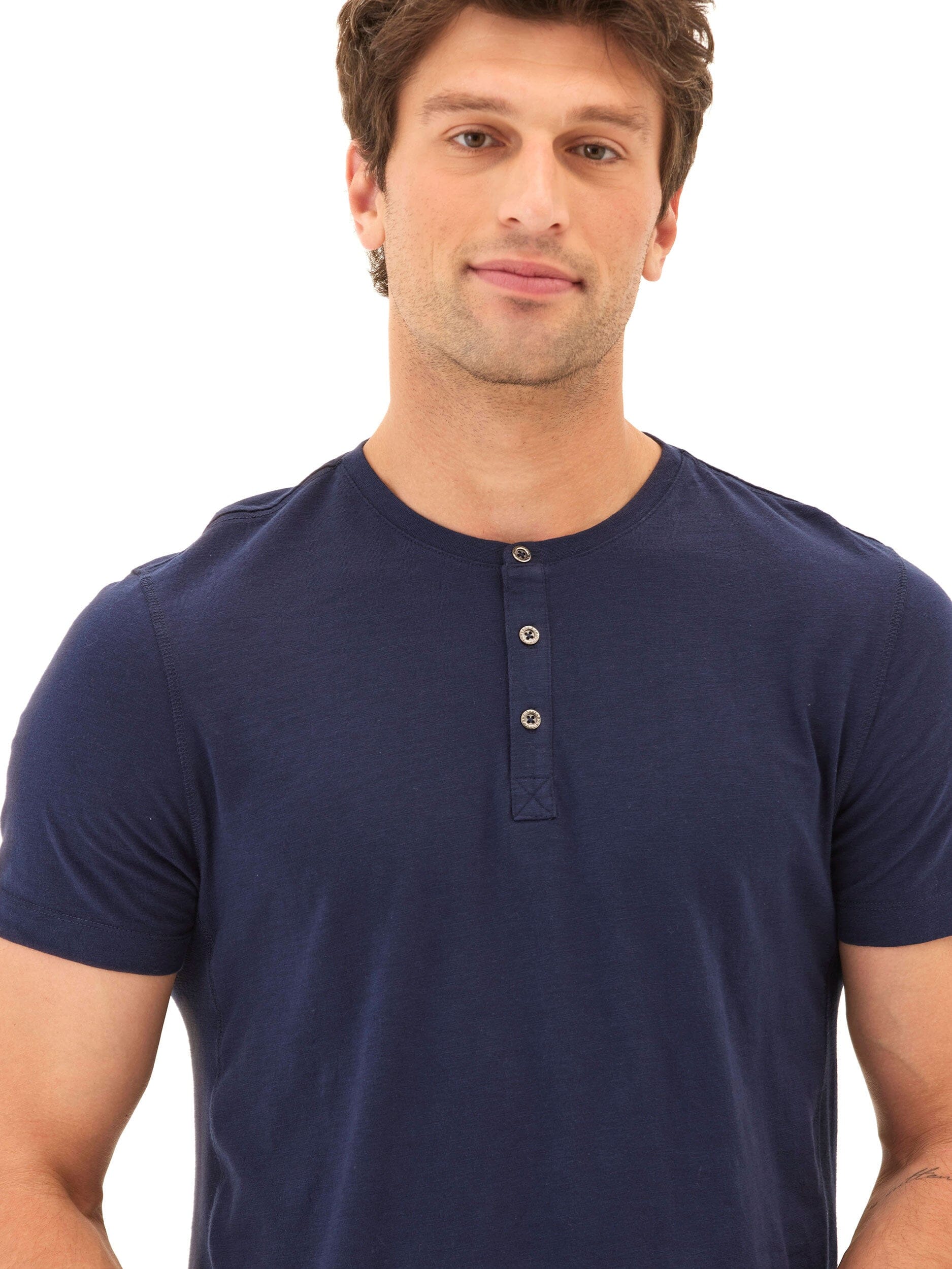 Heath Slub Jersey Short Sleeve Henley in Organic Cotton