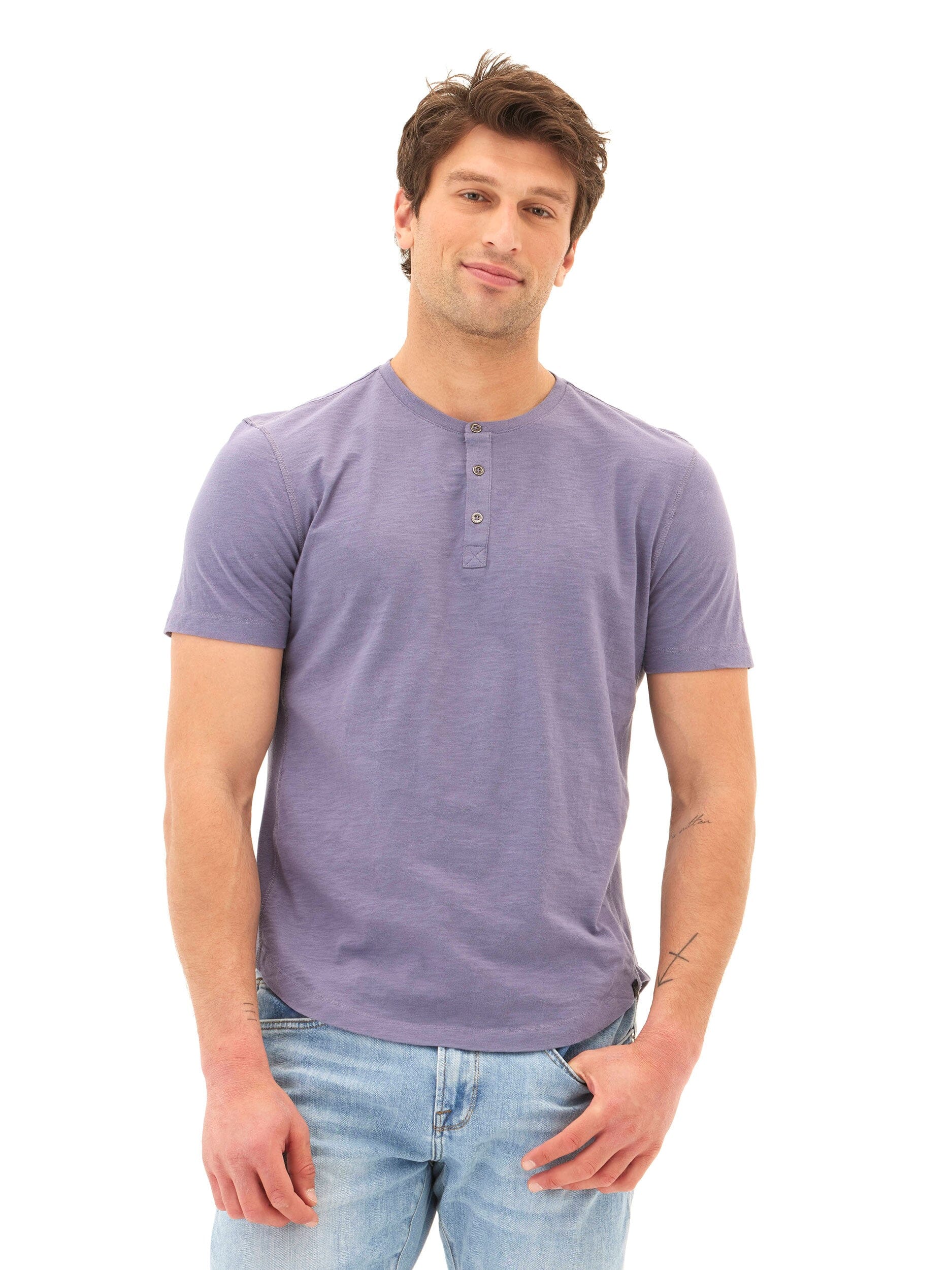 Heath Slub Jersey Short Sleeve Henley in Organic Cotton