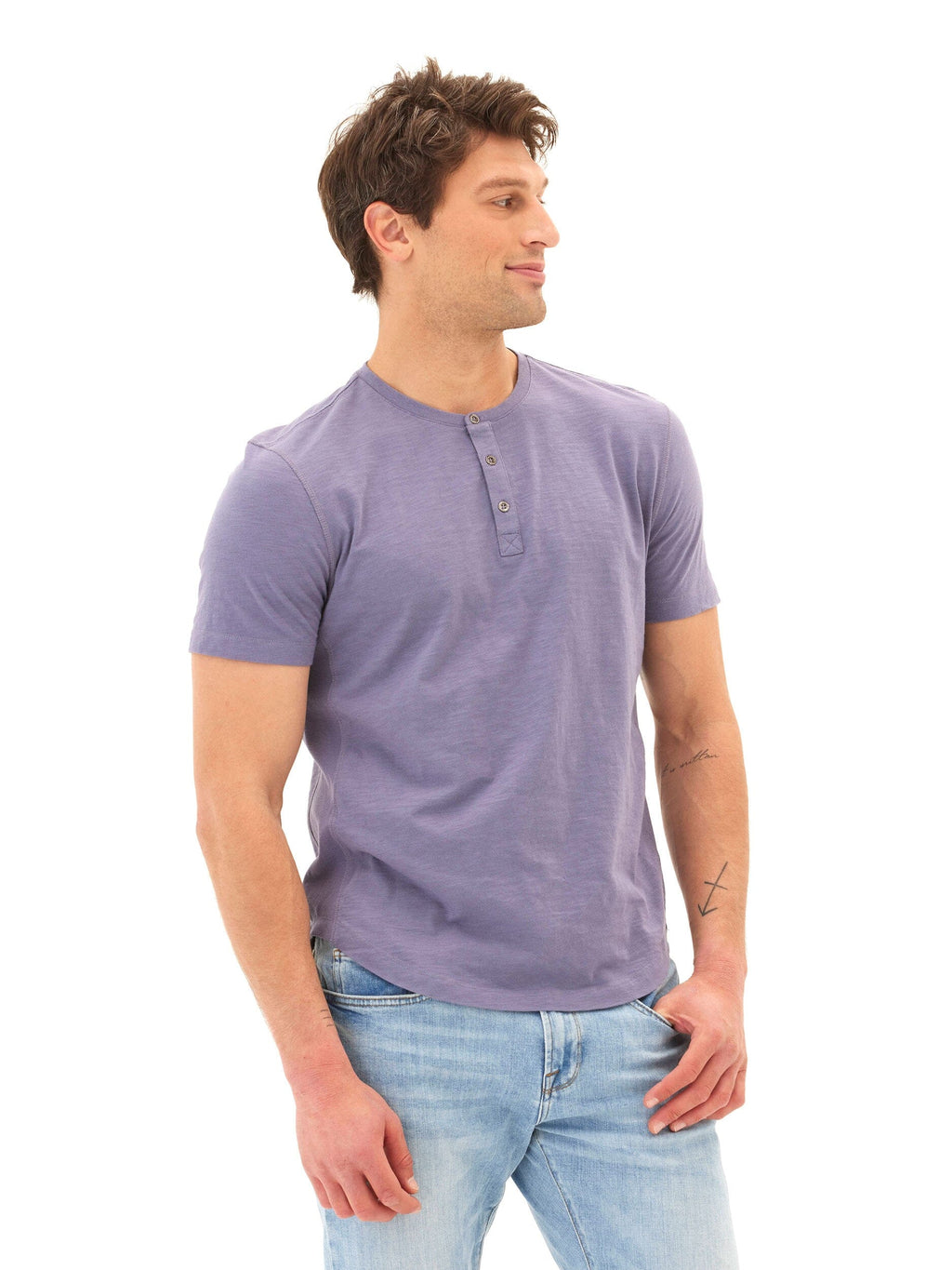 Heath Slub Jersey Short Sleeve Henley in Organic Cotton