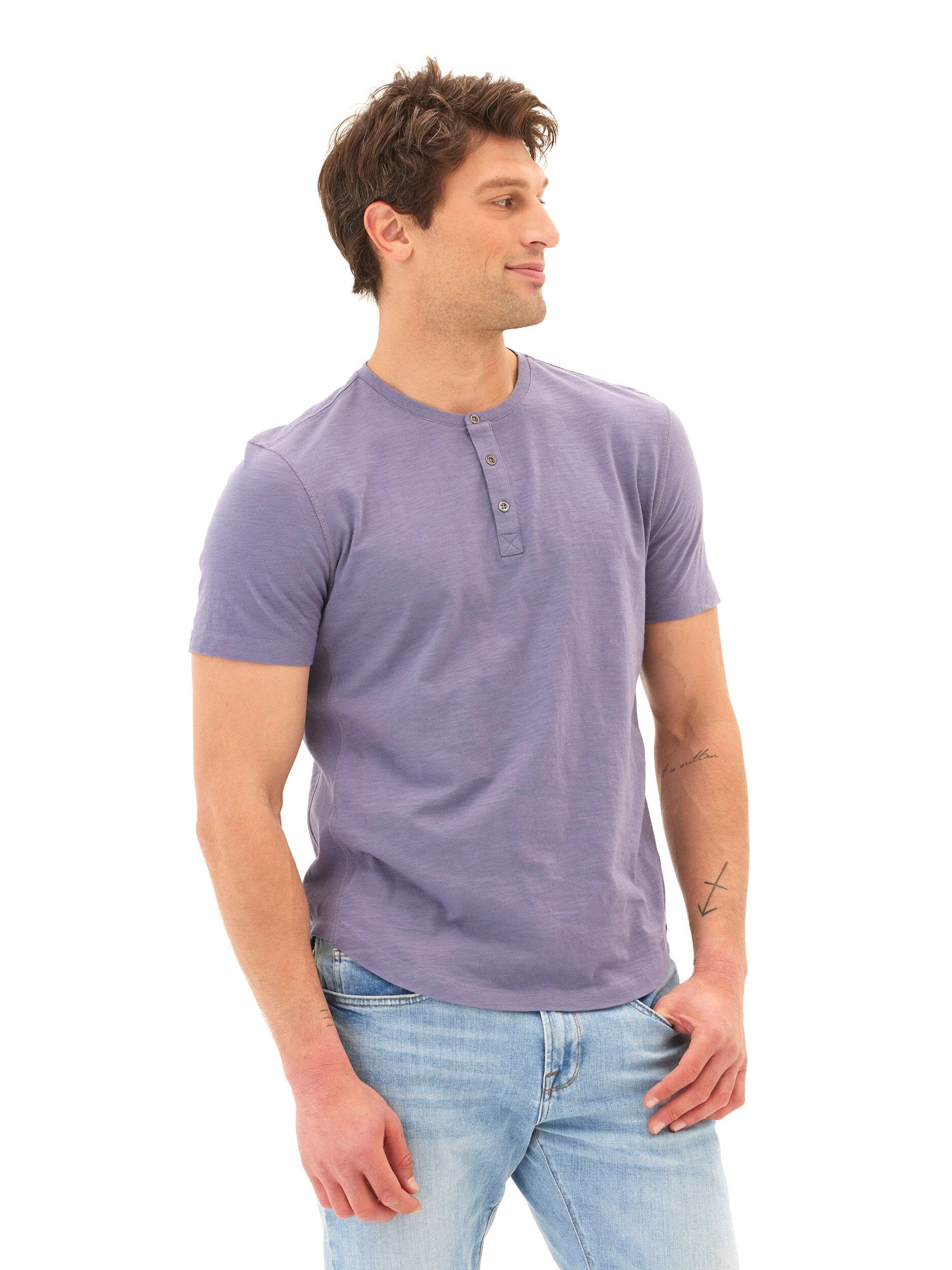 Heath Slub Jersey Short Sleeve Henley in Organic Cotton
