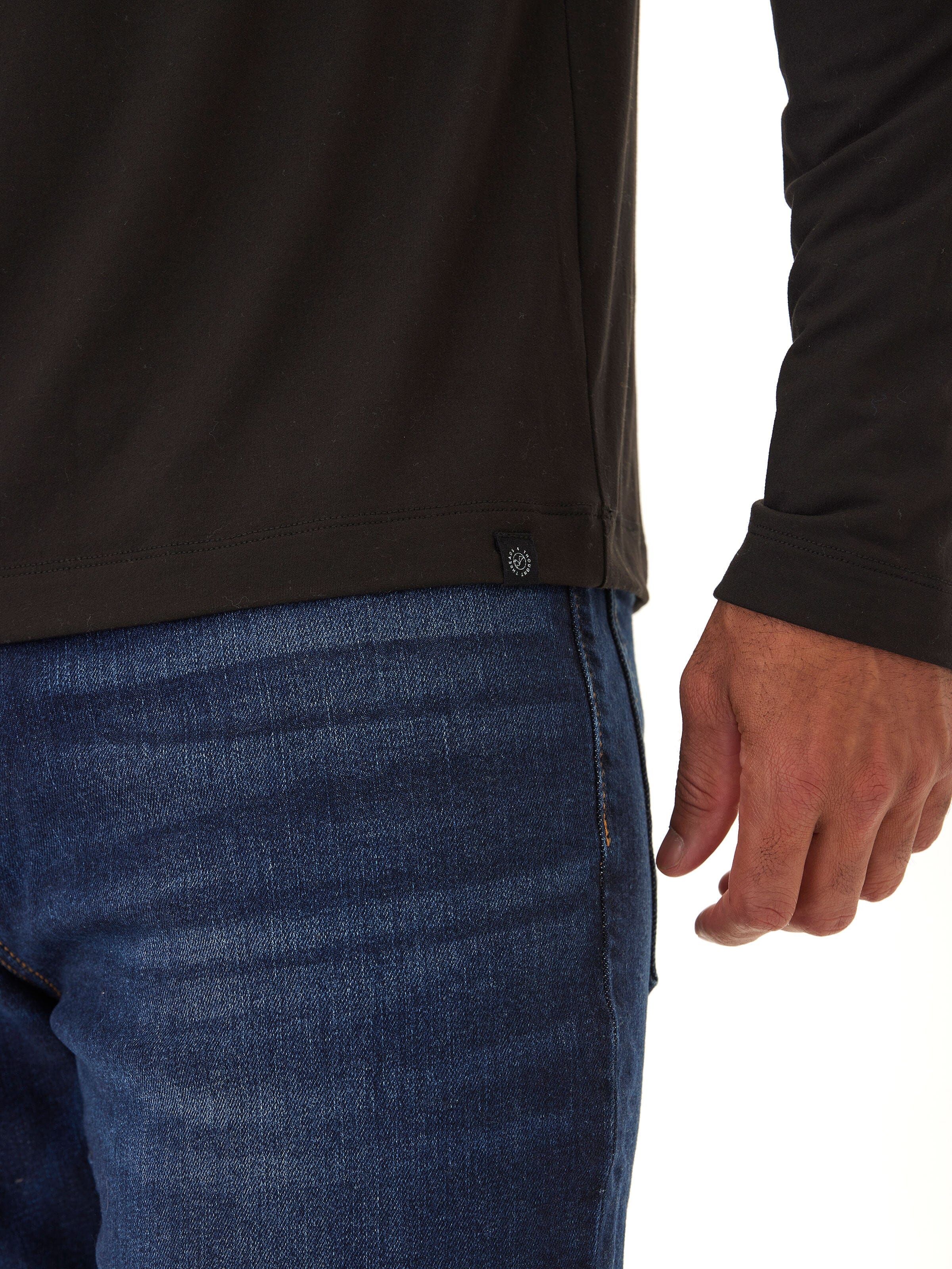 Parker Luxe Jersey Double Rib Long Sleeve Crew in Black