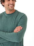 Close-up of the Parker Luxe Jersey Double Rib Long Sleeve Crew showing the ribbed texture and fabric quality.