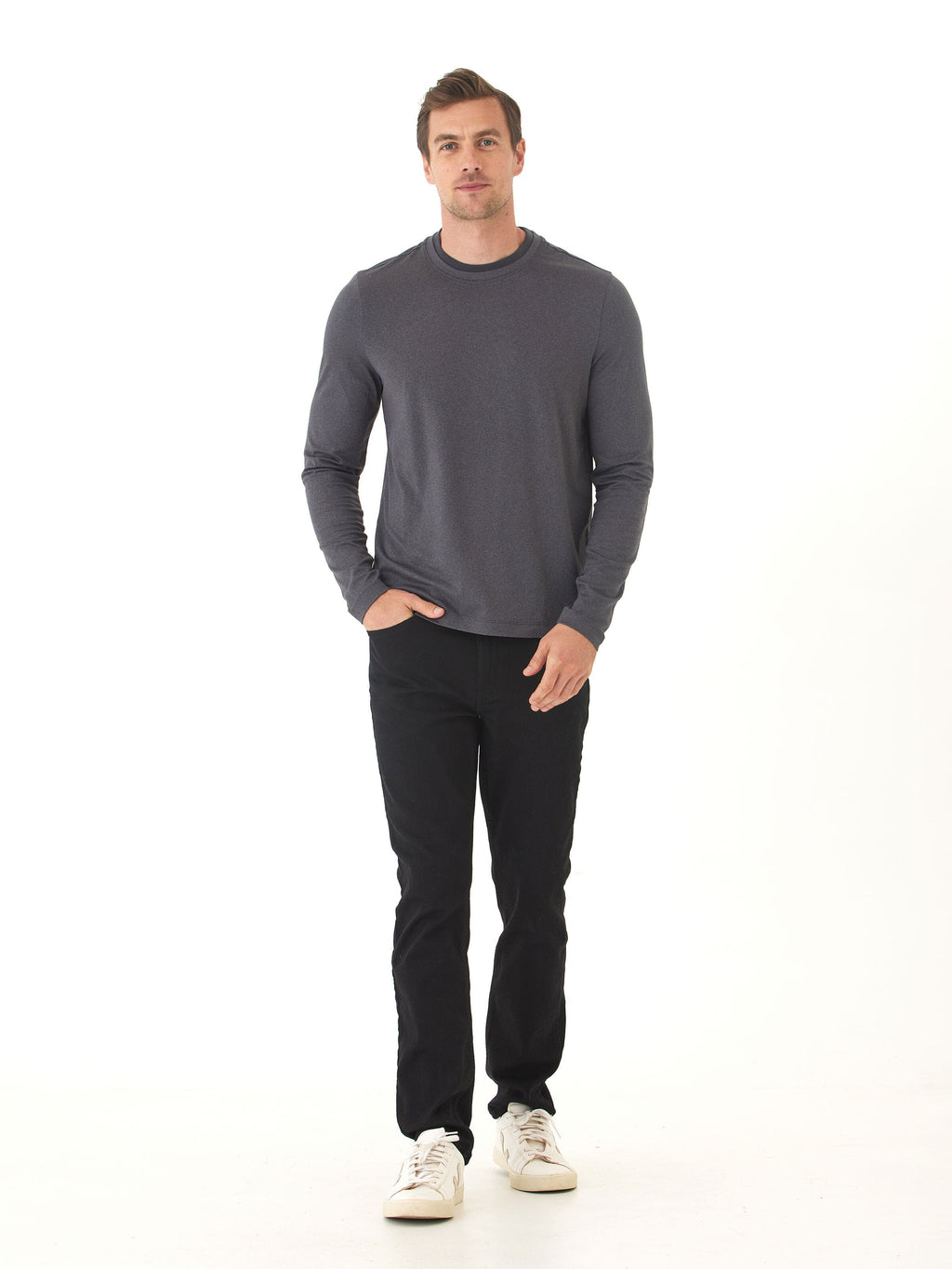 Luxe Jersey Double Rib Long Sleeve Crew