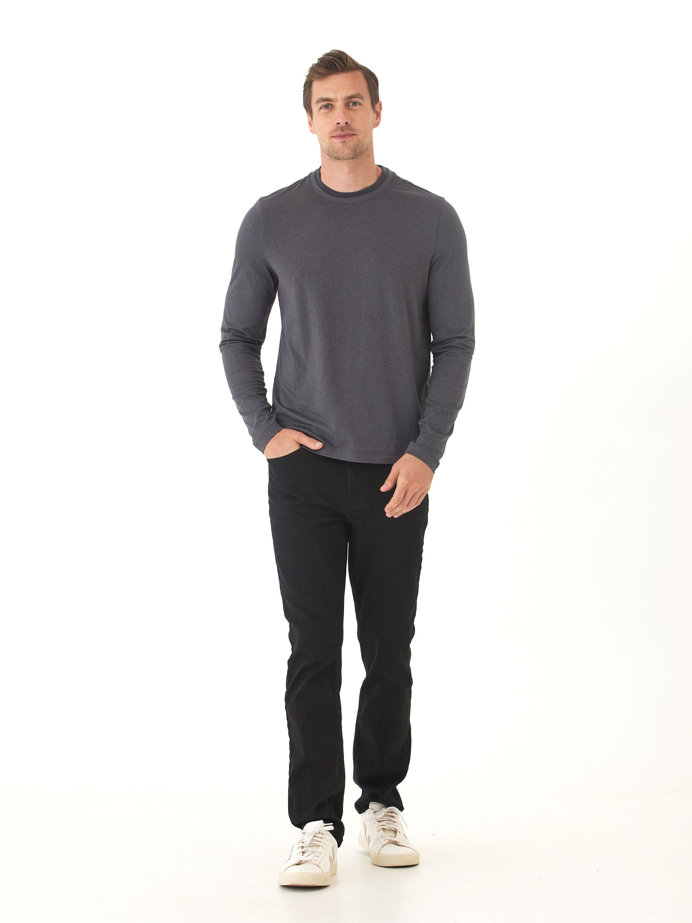 Luxe Jersey Double Rib Long Sleeve Crew