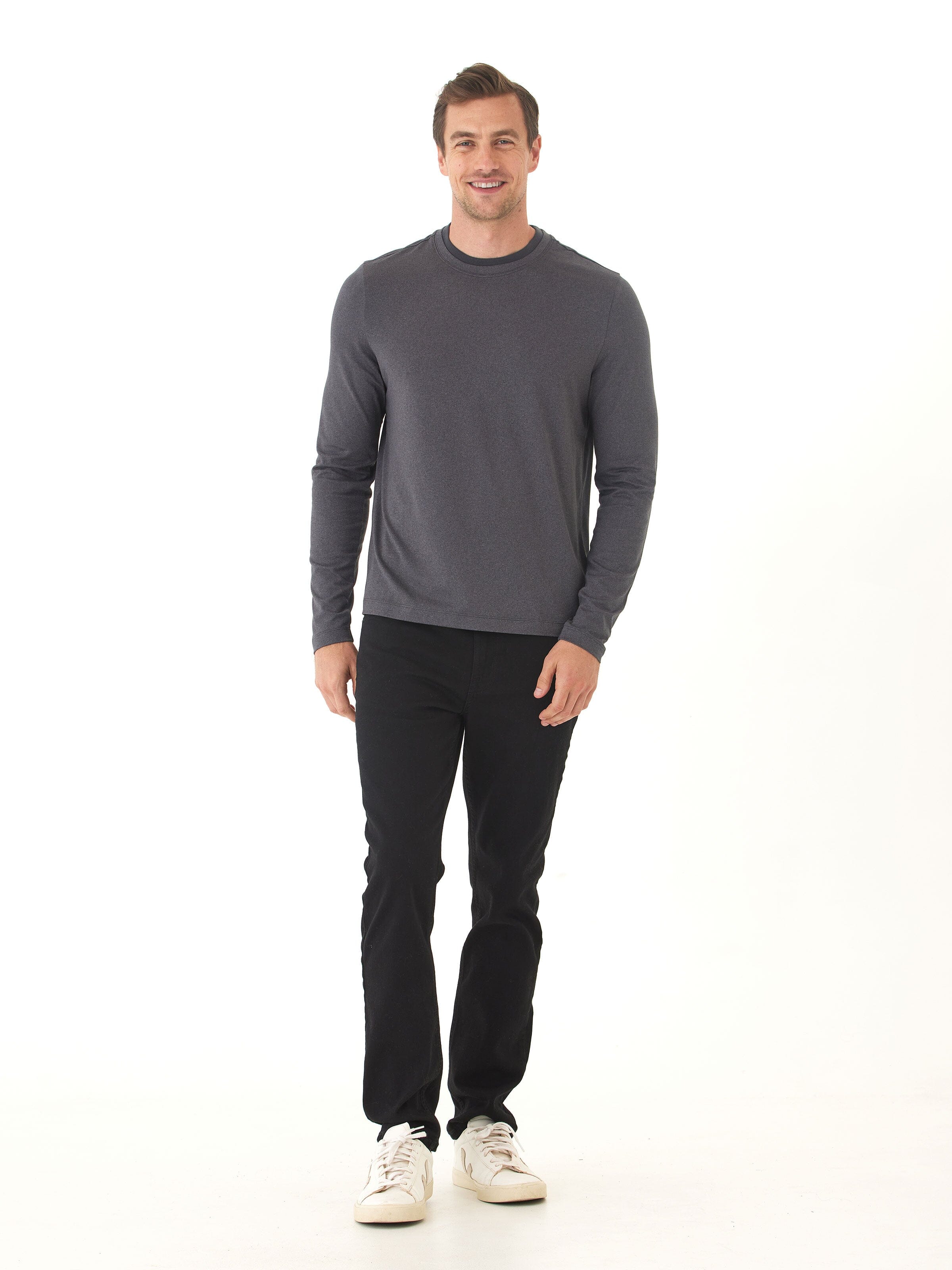 Luxe Jersey Double Rib Long Sleeve Crew