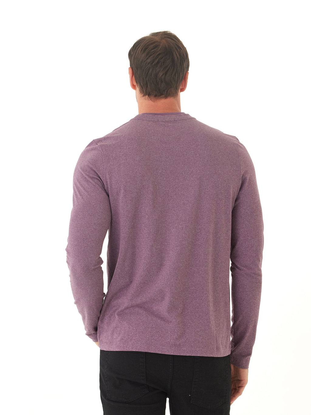 Parker Luxe Jersey Double Rib Long Sleeve Crew in Heather-Plum