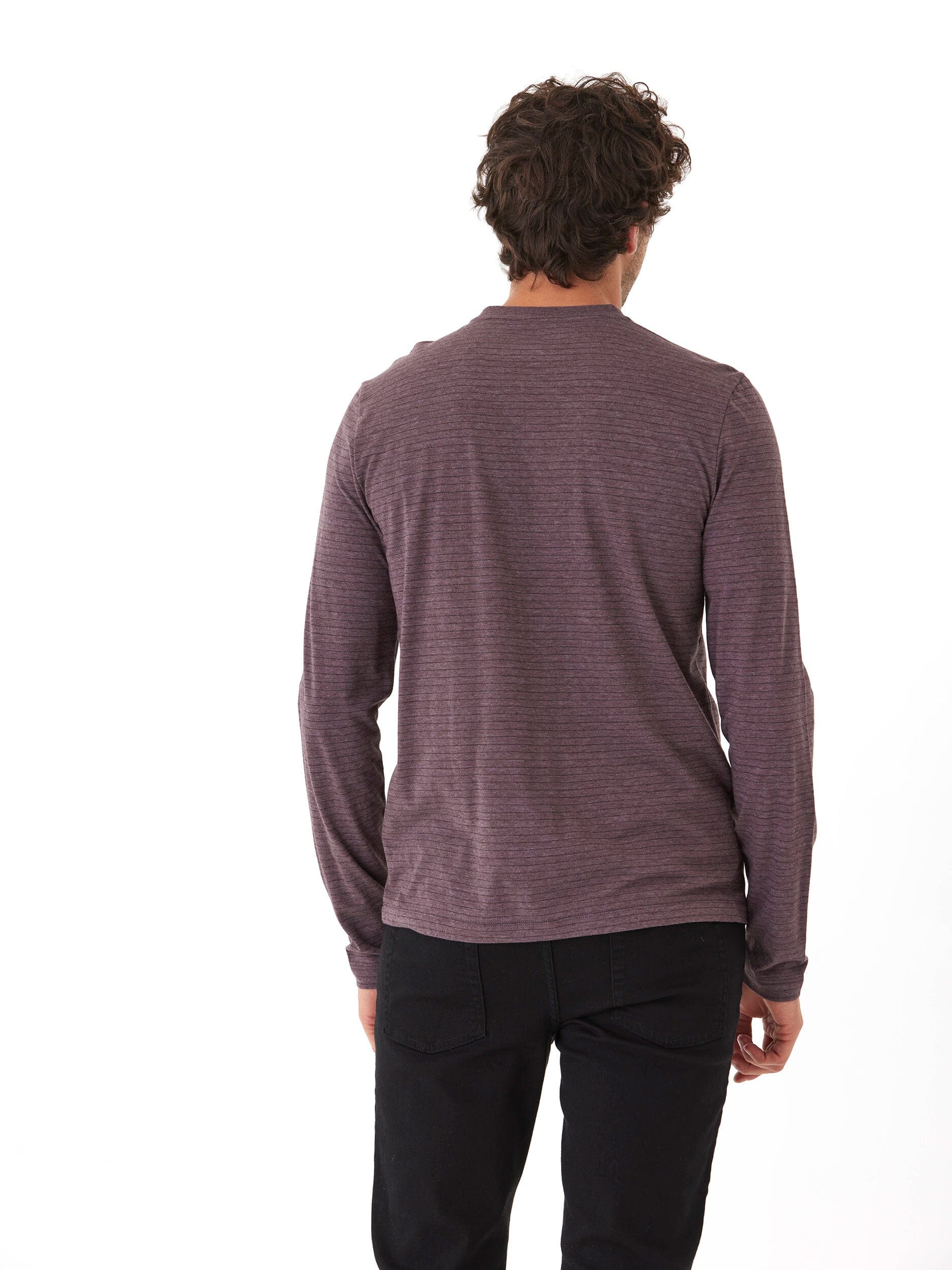 Torryn Triblend Stripe Jersey Long Sleeve Contrast Henley Shirt