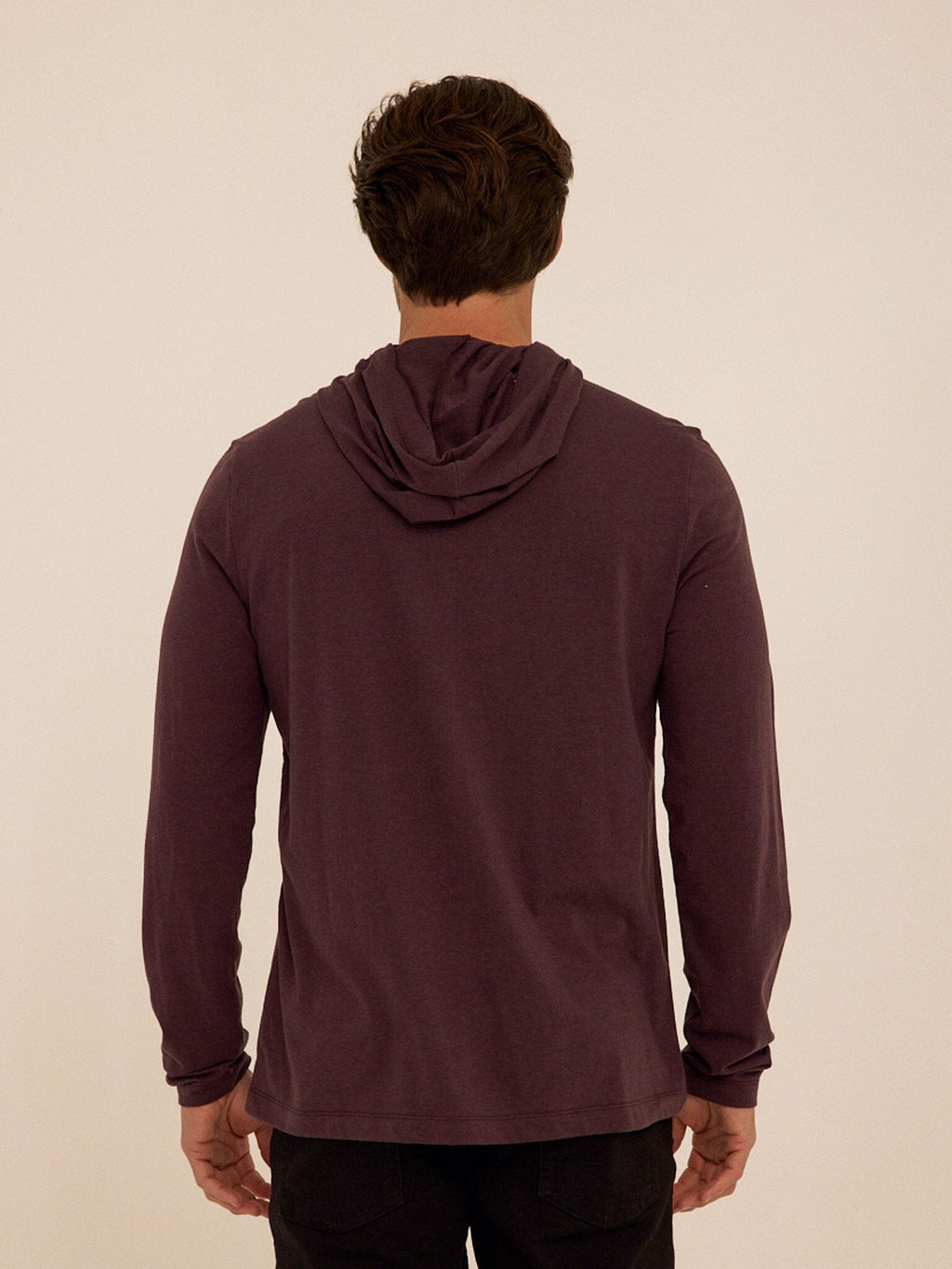 Eco-Triblend Long Sleeve Hoodie Tee with Chest Embroidery