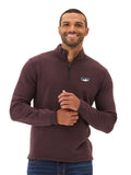 Burgundy Kace Triblend Fleece 1/4-Zip showing embroidery detail on the chest and a high-quality knit finish.