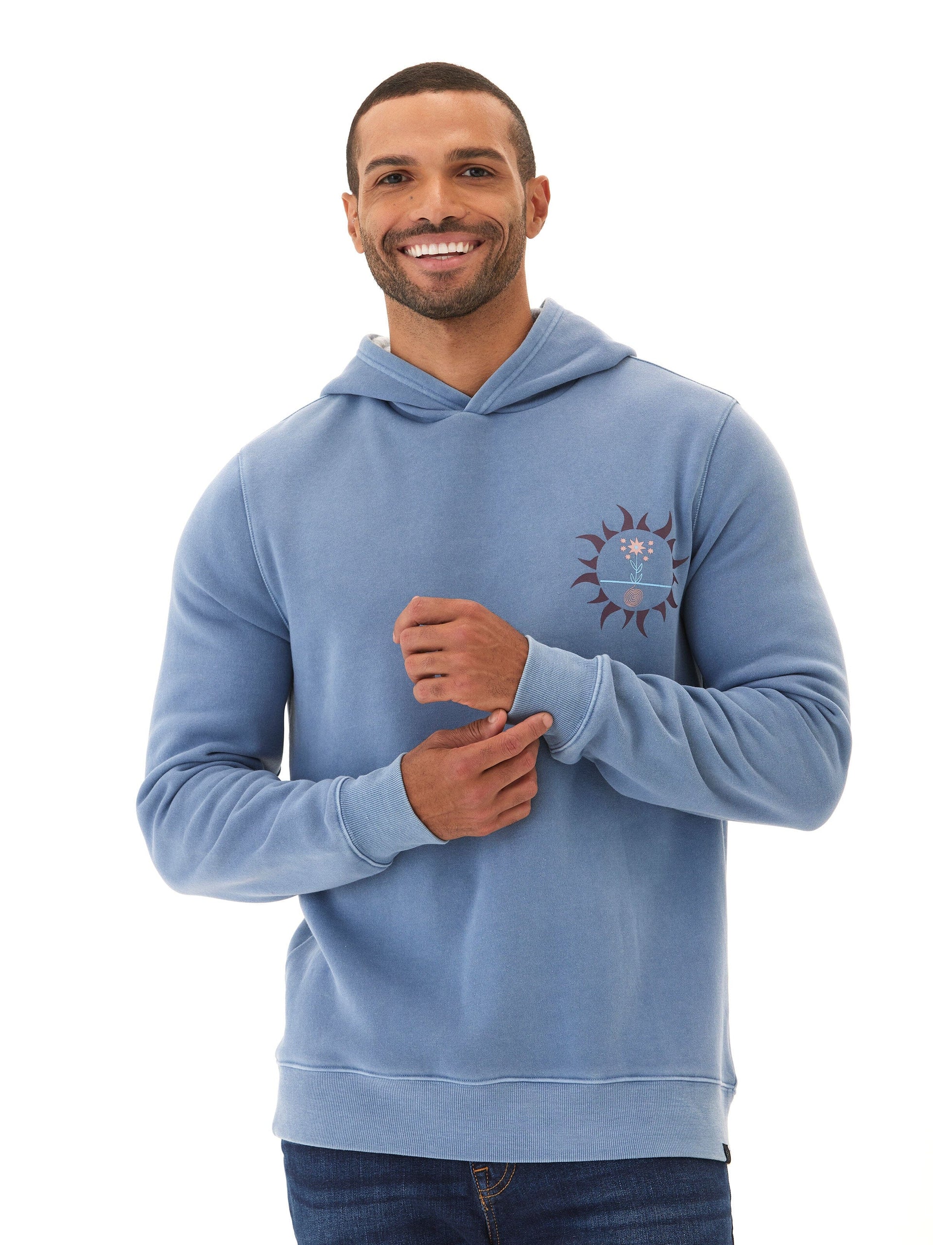 Men’s Mineral Wash Graphic Hoodie - Blue Athletic Fit