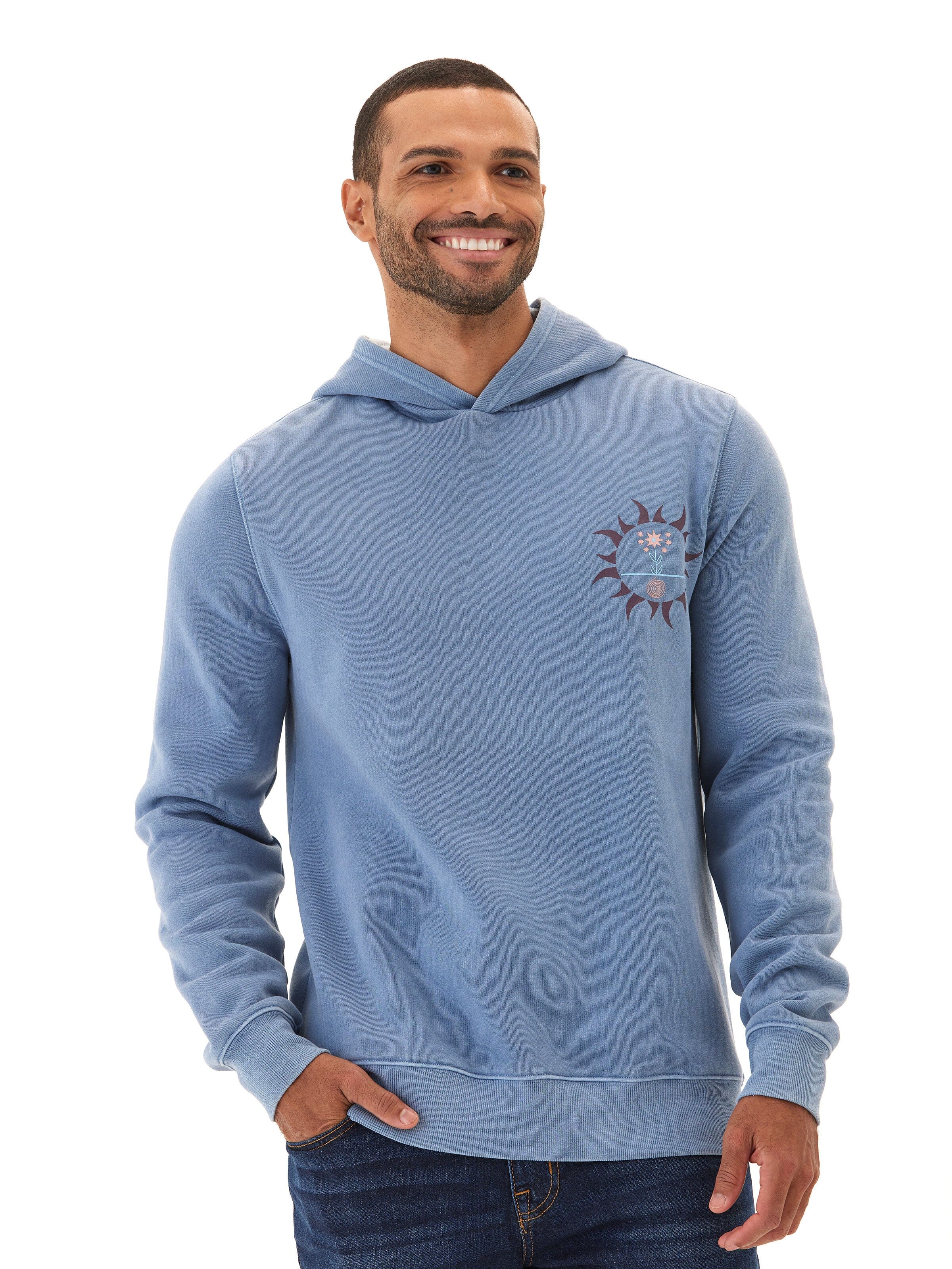 Men’s Mineral Wash Graphic Hoodie - Blue Athletic Fit
