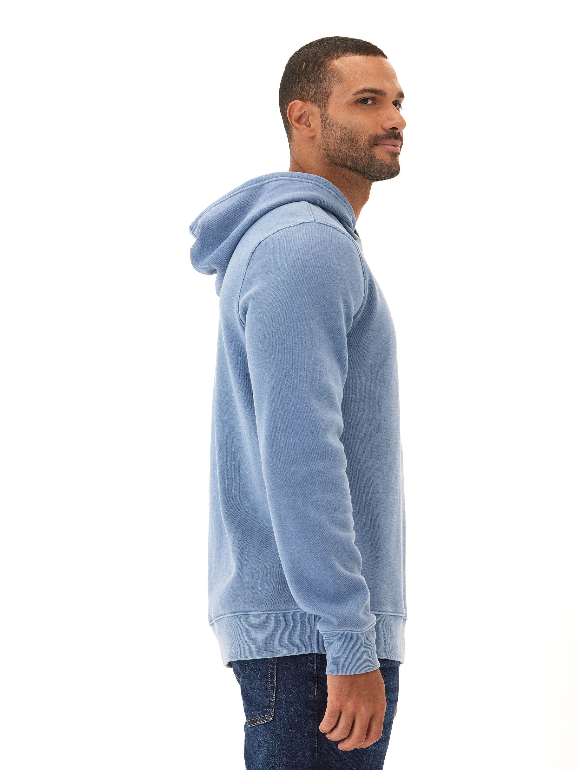 Men’s Mineral Wash Graphic Hoodie - Blue Athletic Fit