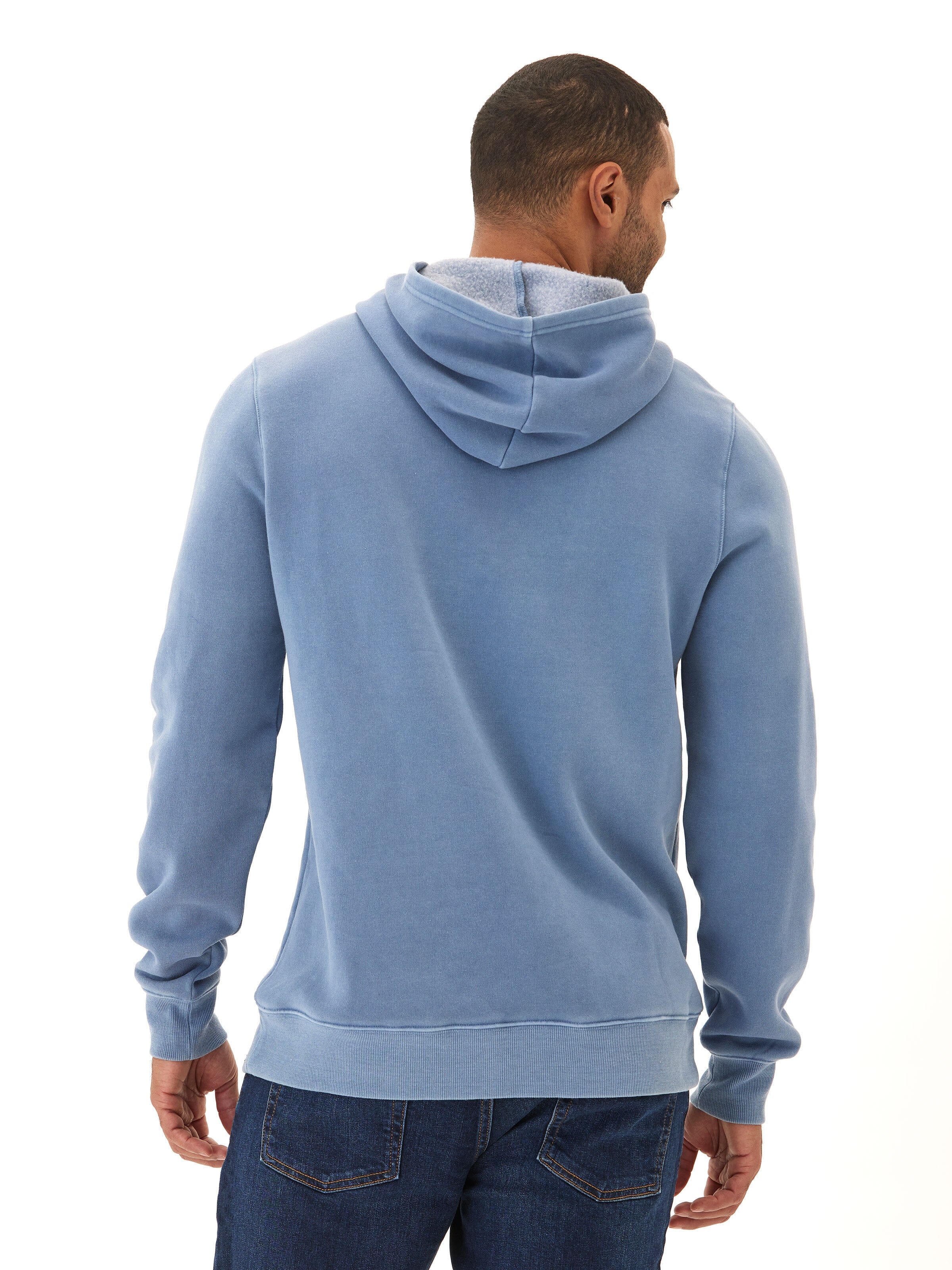 Men’s Mineral Wash Graphic Hoodie - Blue Athletic Fit