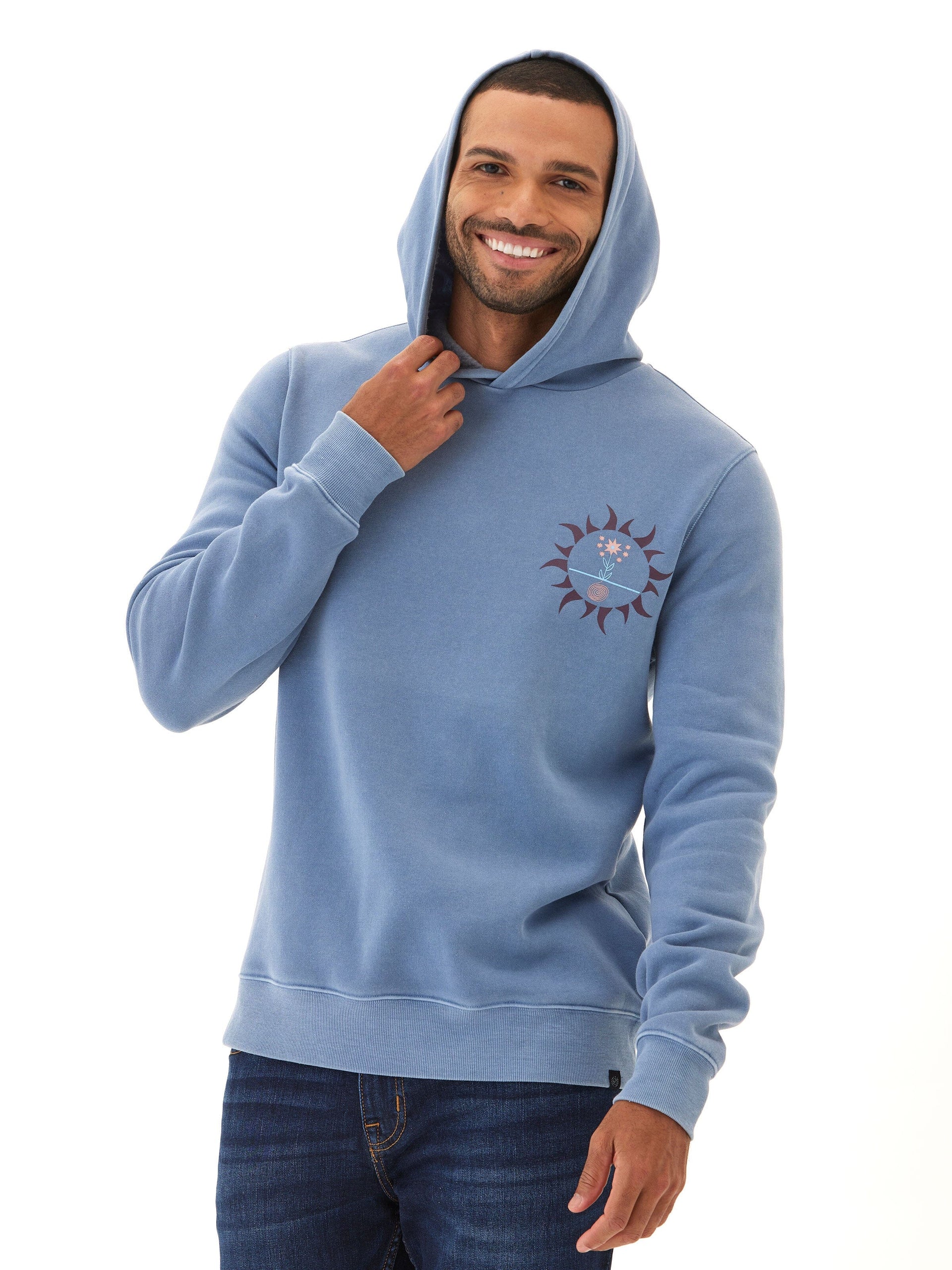 Men’s Mineral Wash Graphic Hoodie - Blue Athletic Fit