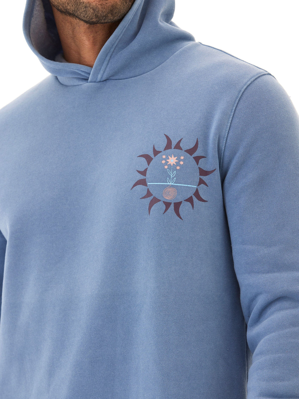 Men’s Mineral Wash Graphic Hoodie - Blue Athletic Fit