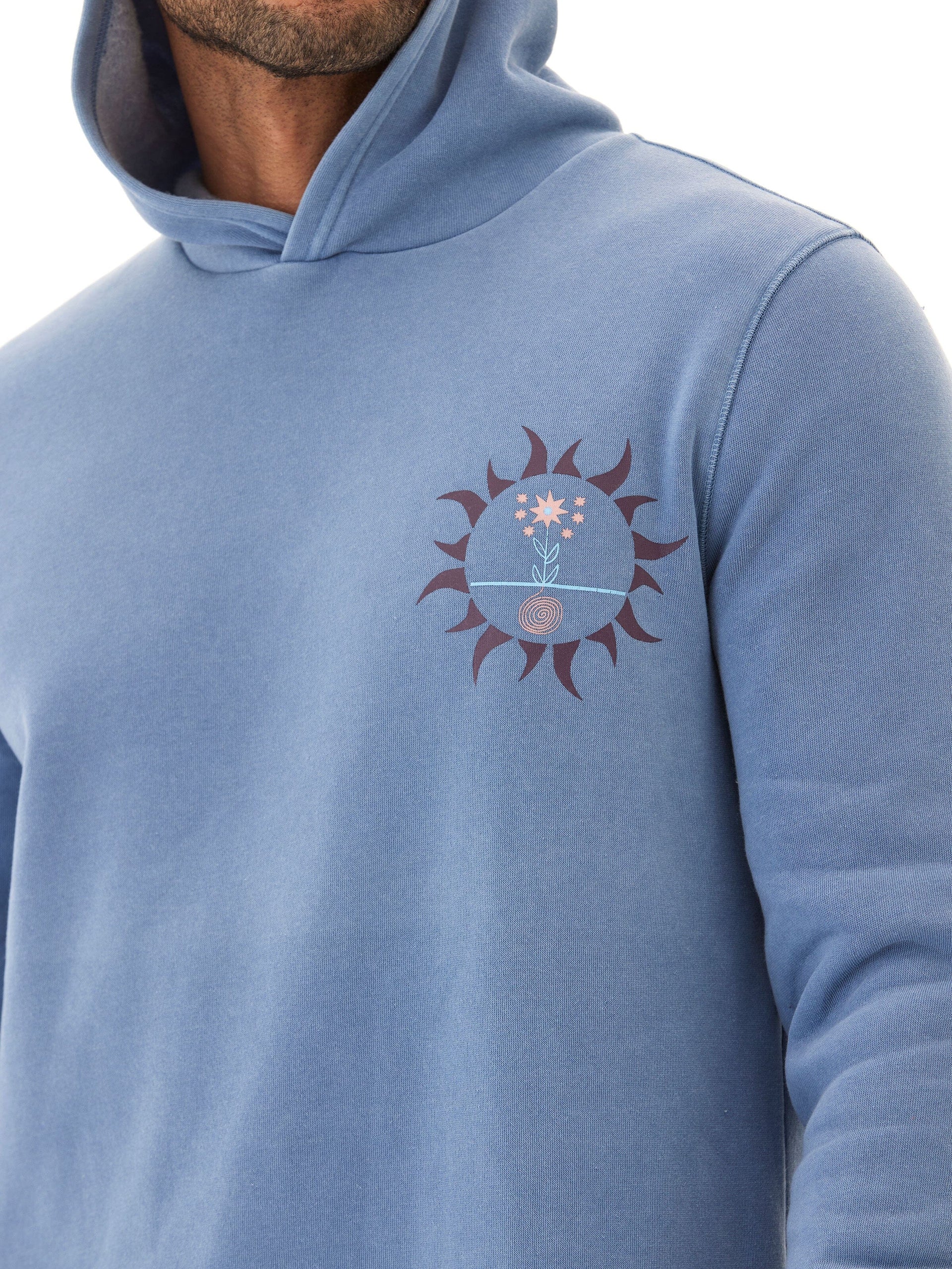 Men’s Mineral Wash Graphic Hoodie - Blue Athletic Fit