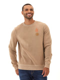 Close up of Mineral Wash Graphic Fleece Crew featuring a unique wash pattern and comfortable crew neck.