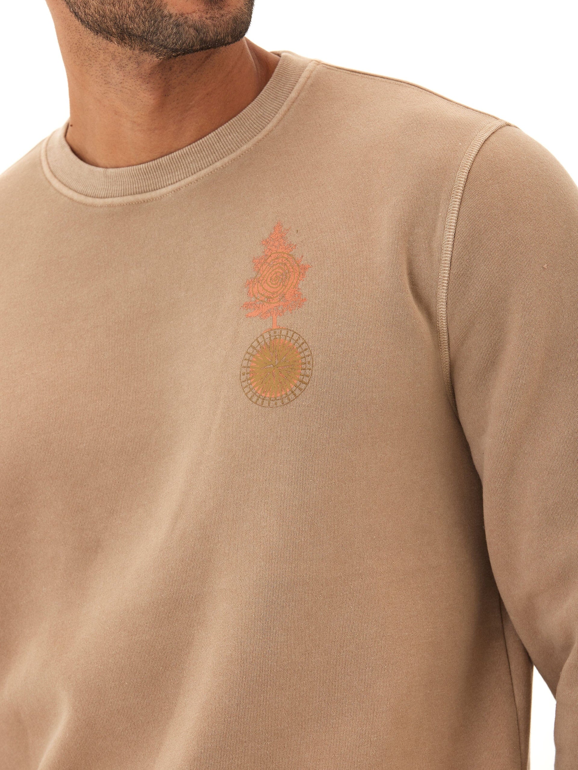 Mineral Wash Graphic Fleece Crew Neck Pullover Sweatshirt