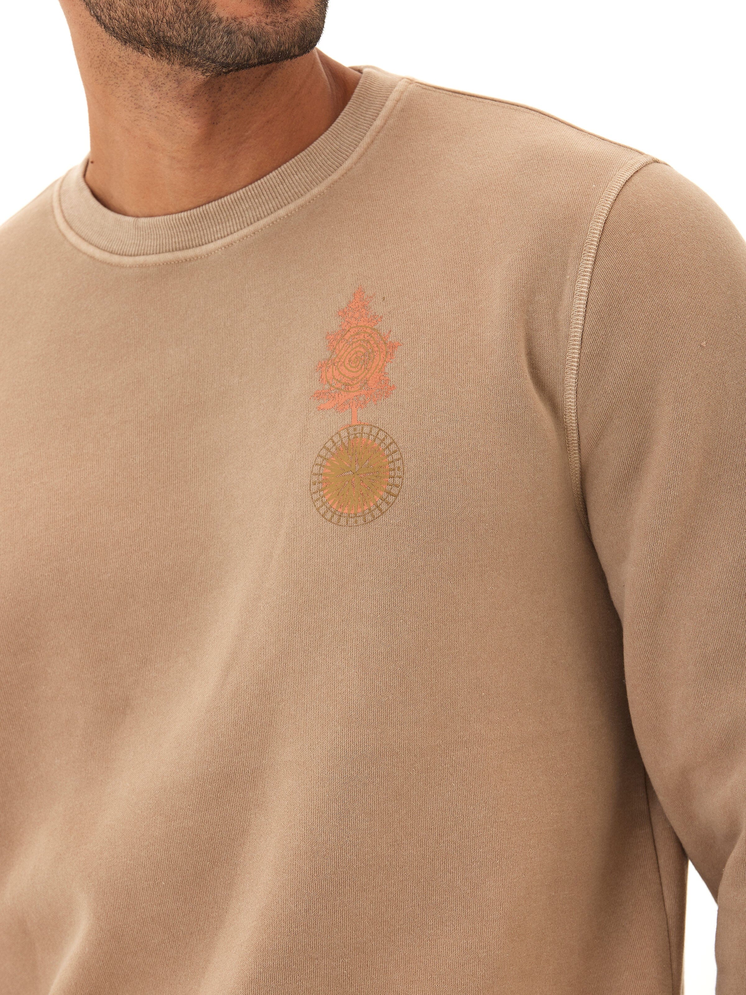 Mineral Wash Graphic Fleece Crew Neck Pullover Sweatshirt