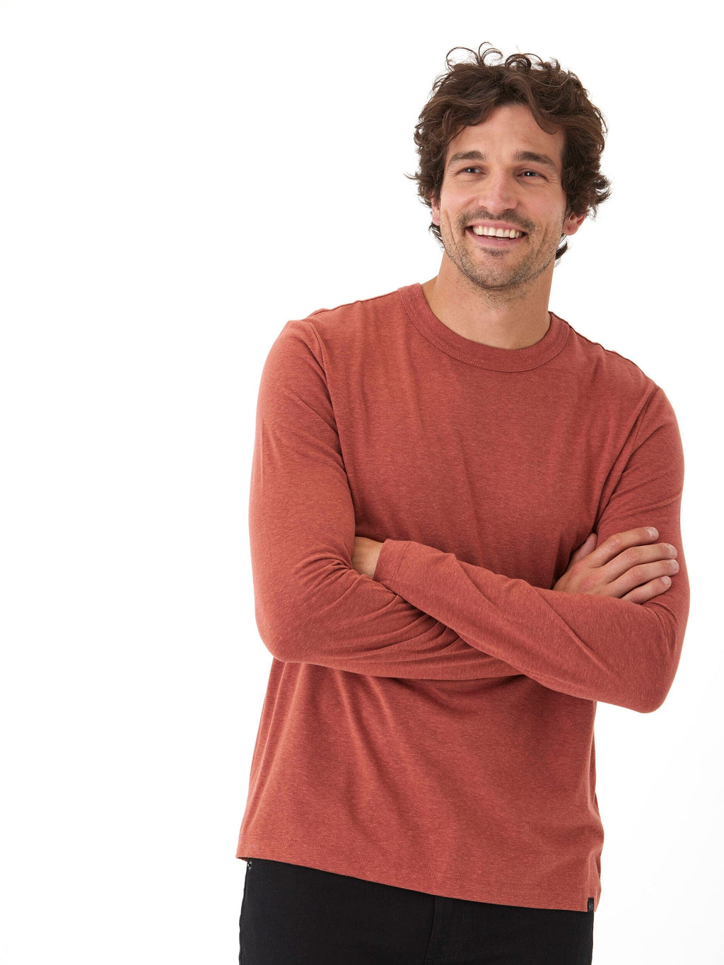 Tucker Triblend Long Sleeve Crew shirt with athletic fit and elevated neck band