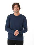 Close-up view of the Tucker Triblend Long Sleeve Crew showing the crew neck collar and soft jersey fabric texture.