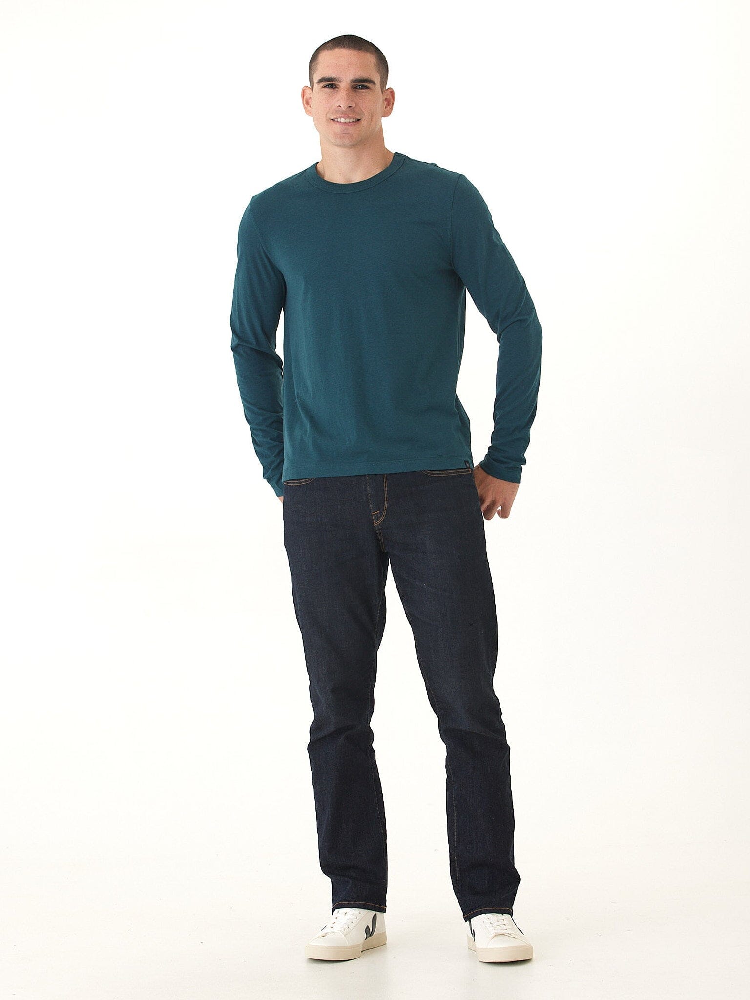 Tucker Triblend Long Sleeve Crew Neck Shirt in Teal