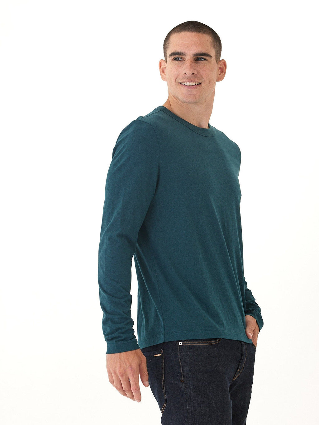 Tucker Triblend Long Sleeve Crew Neck Shirt in Teal