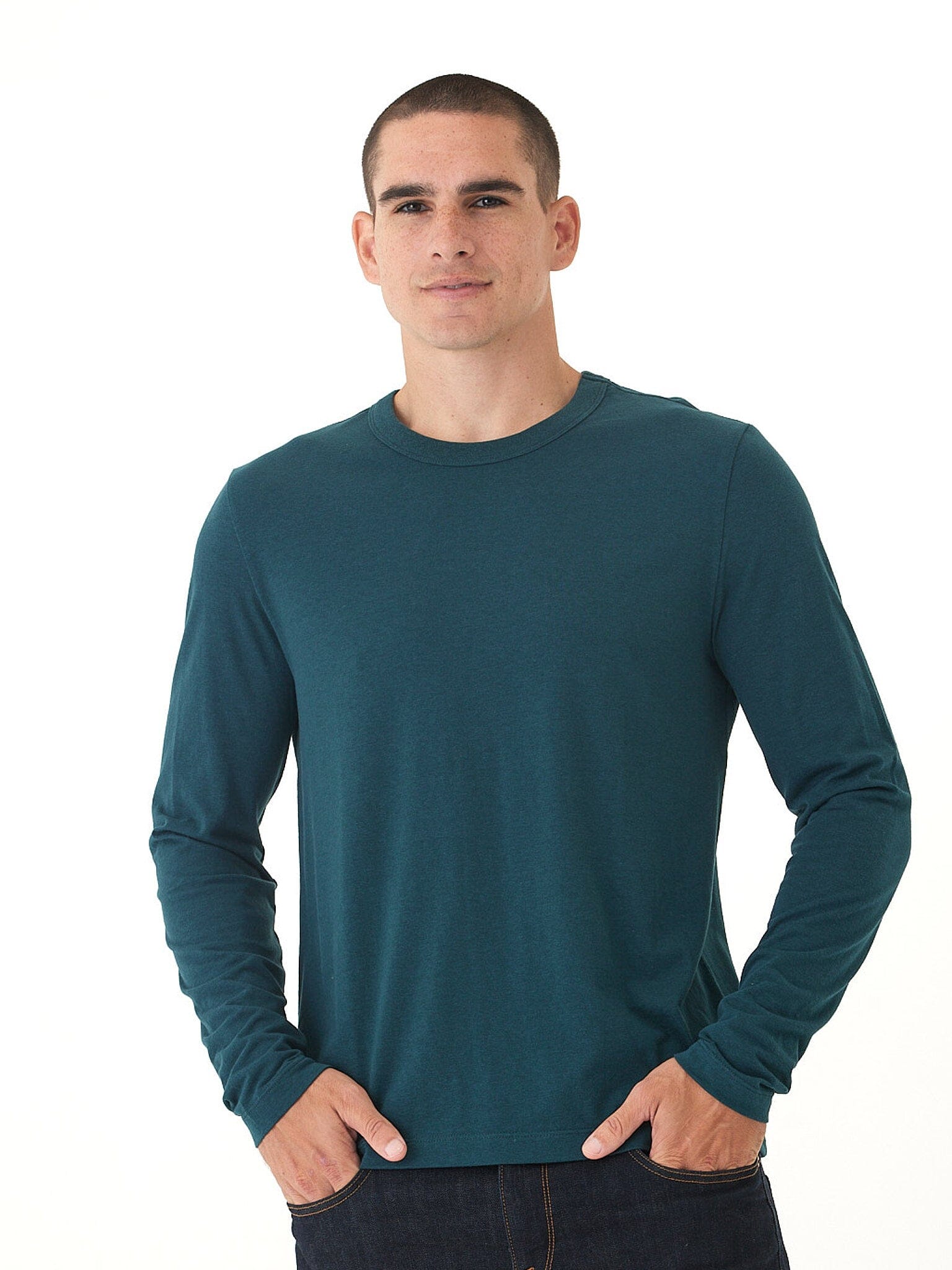 Tucker Triblend Long Sleeve Crew Neck Shirt in Teal