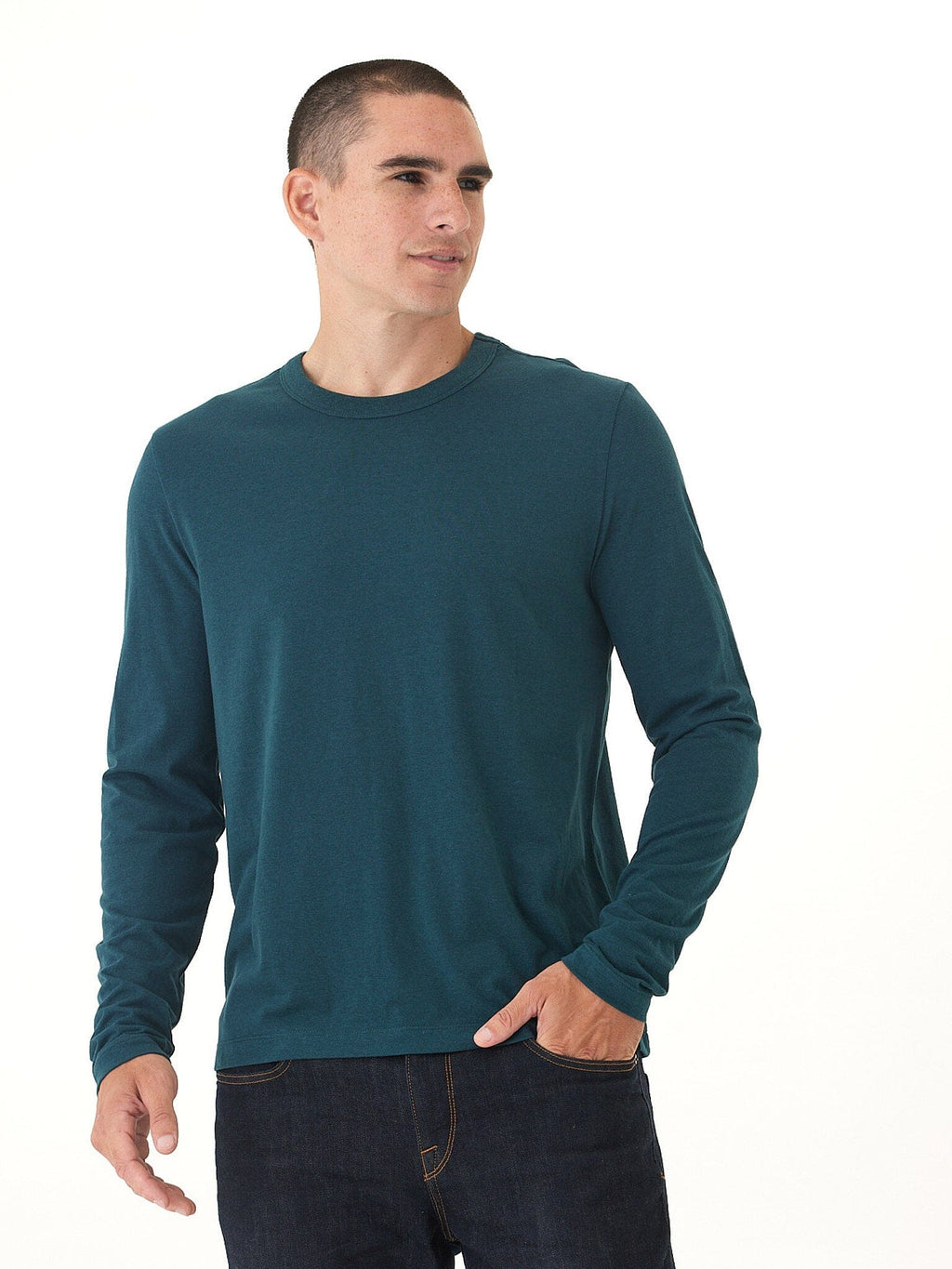 Tucker Triblend Long Sleeve Crew Neck Shirt in Teal