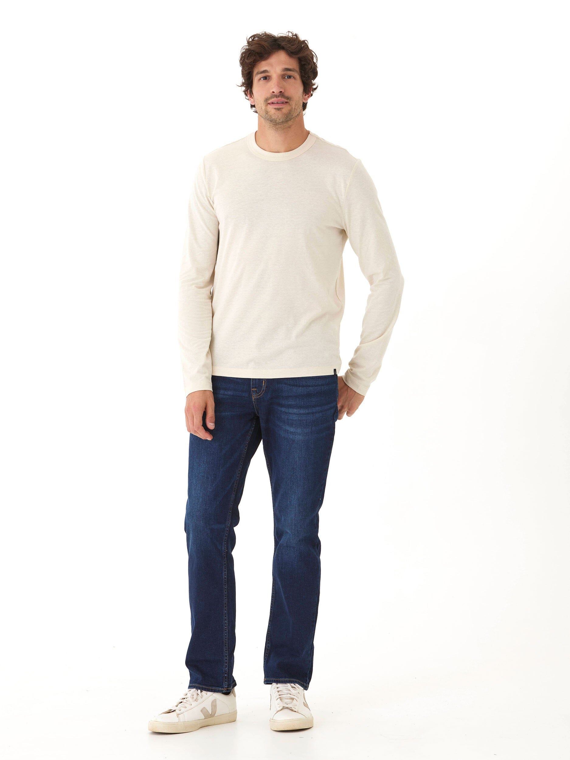 Tucker Triblend Long Sleeve Crew - Off-White Men's Casual Shirt