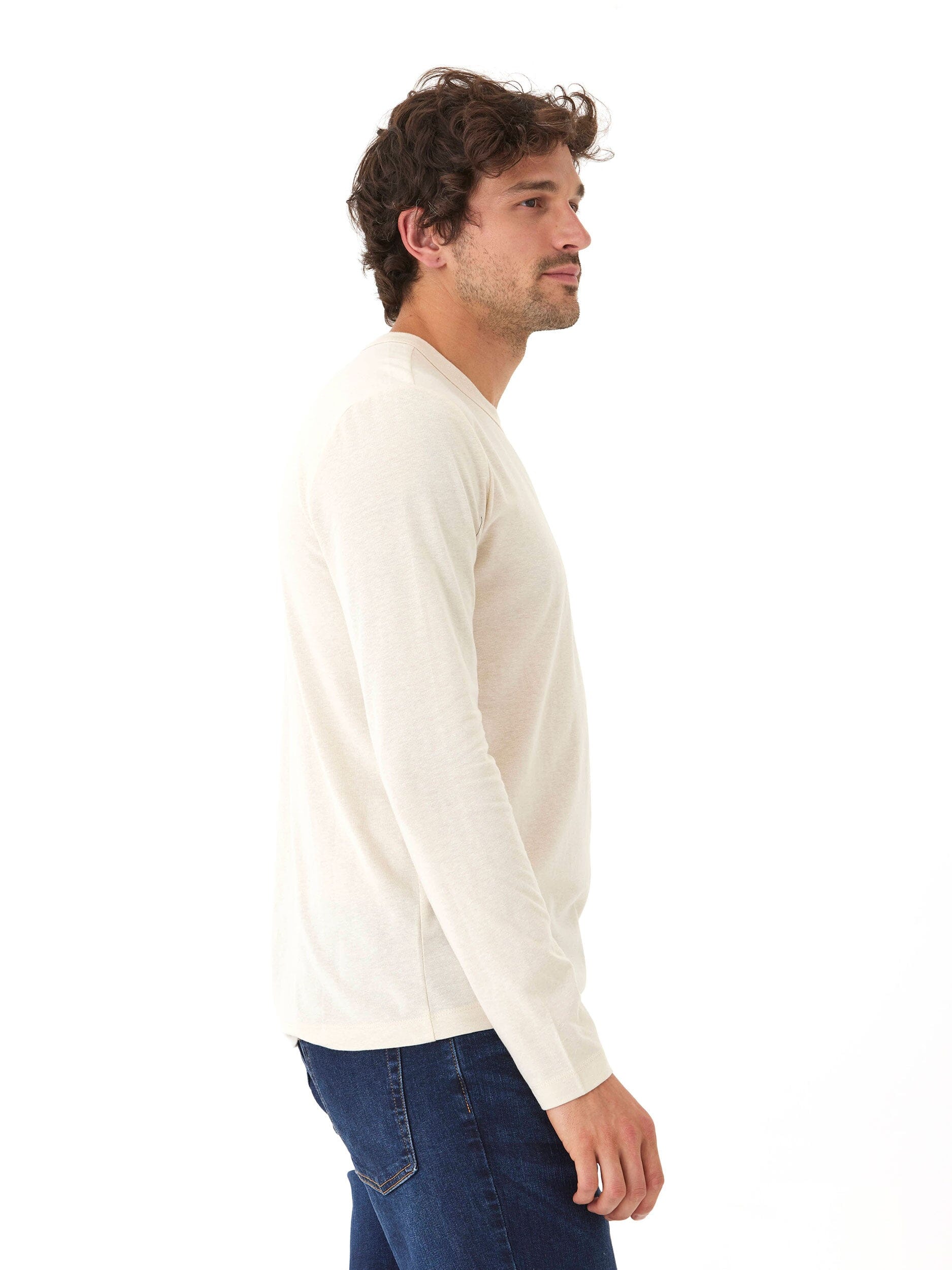 Tucker Triblend Long Sleeve Crew - Off-White Men's Casual Shirt