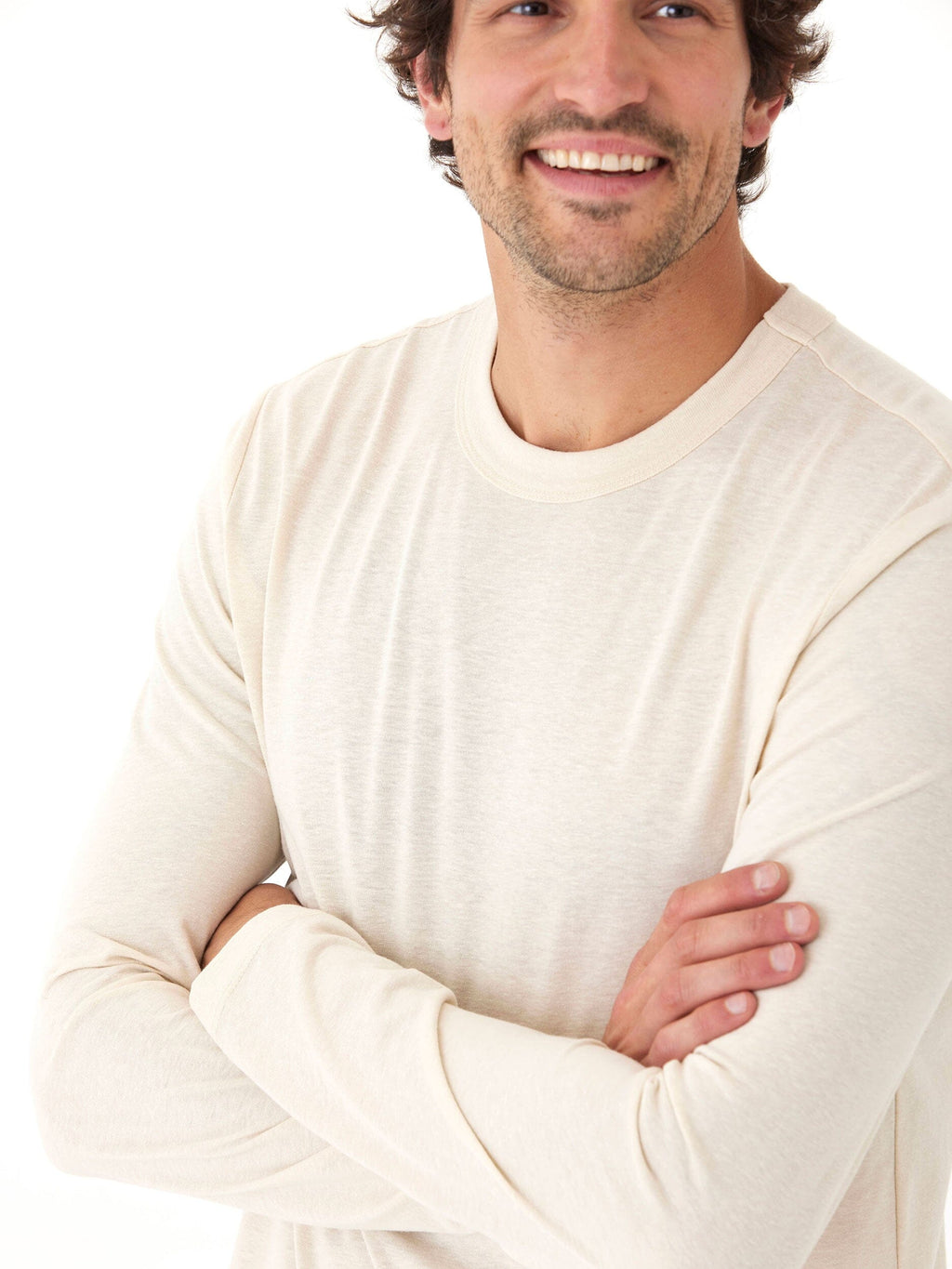 Tucker Triblend Long Sleeve Crew - Off-White Men's Casual Shirt