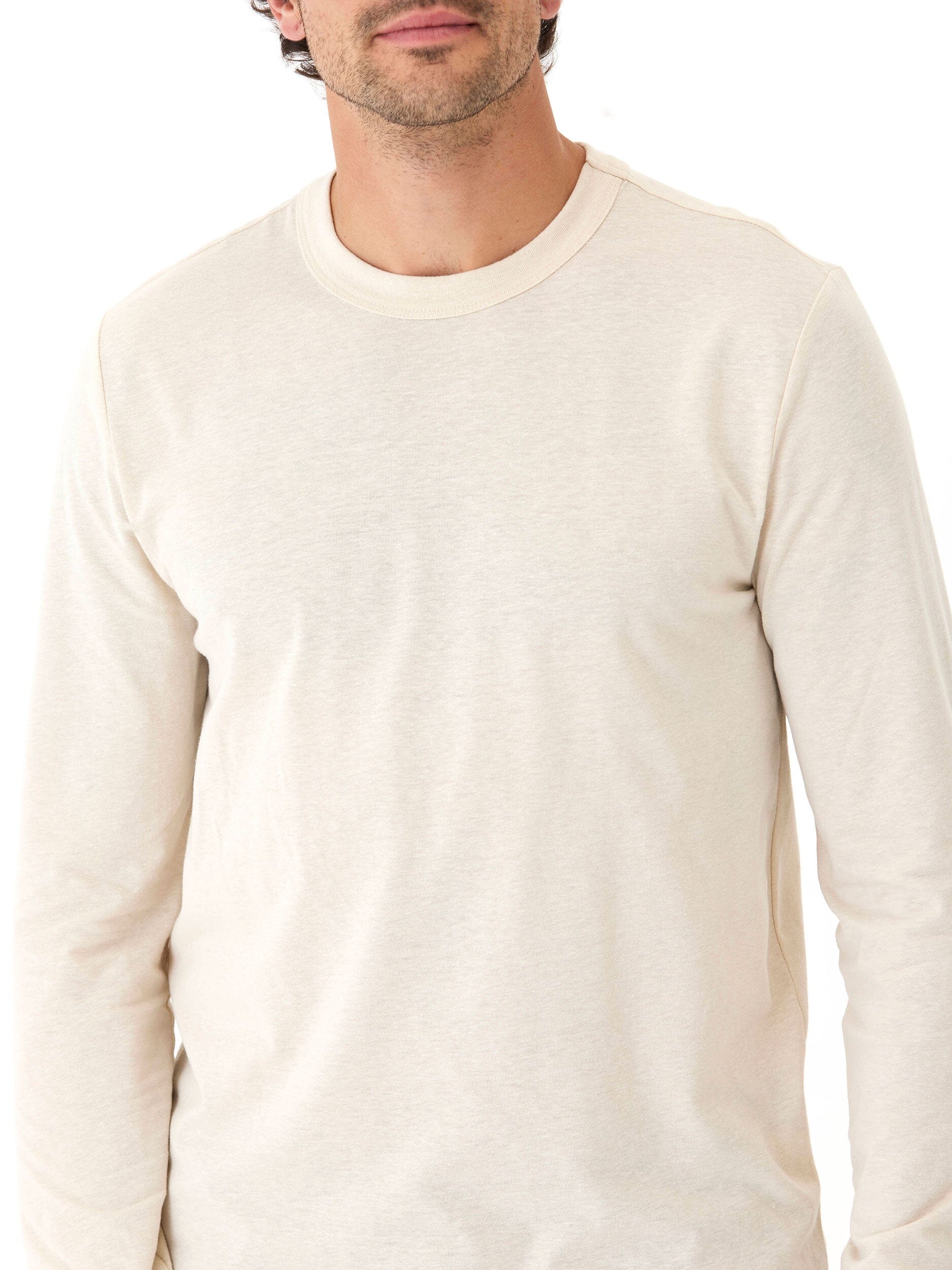 Tucker Triblend Long Sleeve Crew - Off-White Men's Casual Shirt